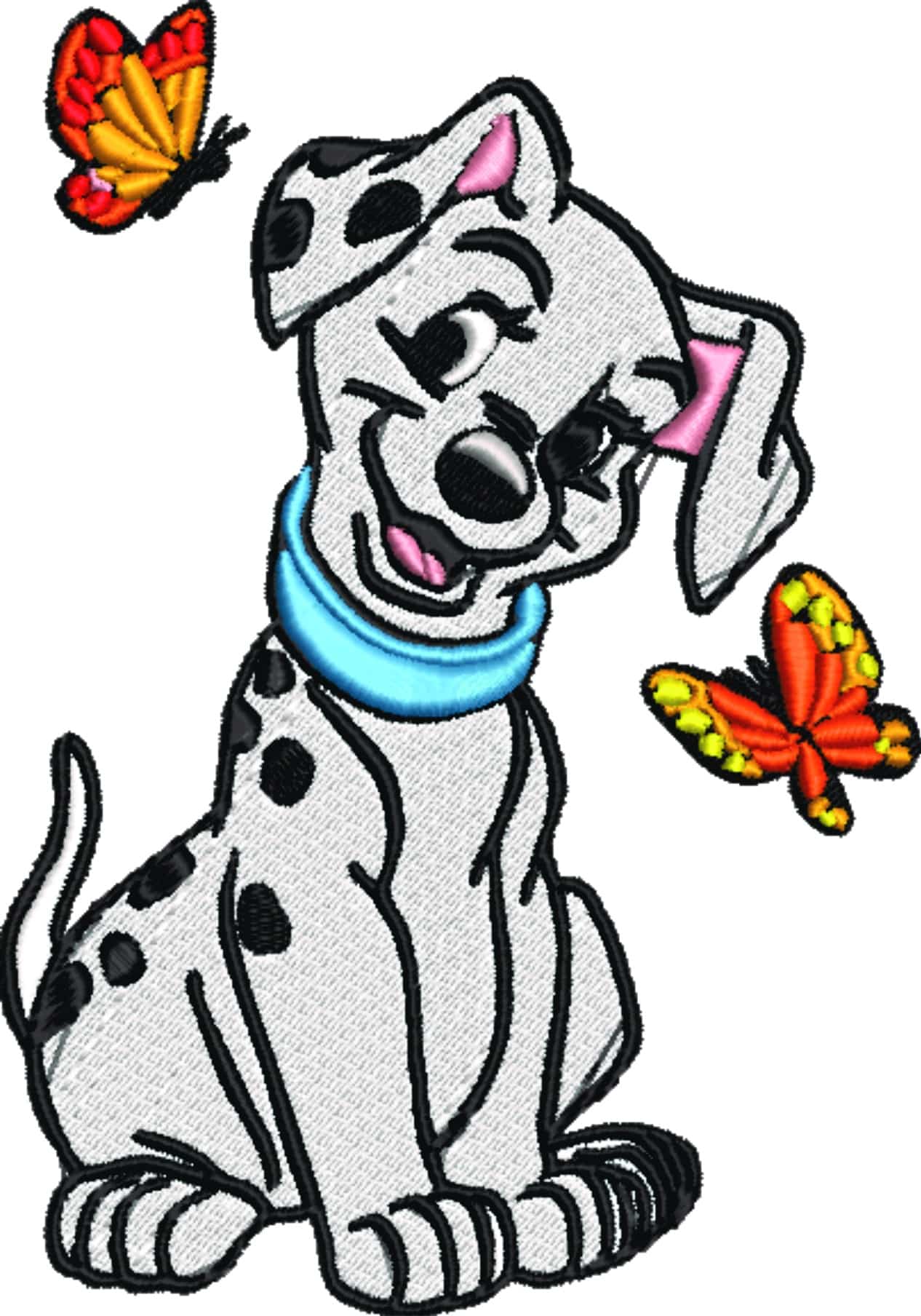 101 Dalmatian embroidery design Cartoon Butterfly embroidery design machine pattern Baby toddler embroidery file instant download in frame — view 2