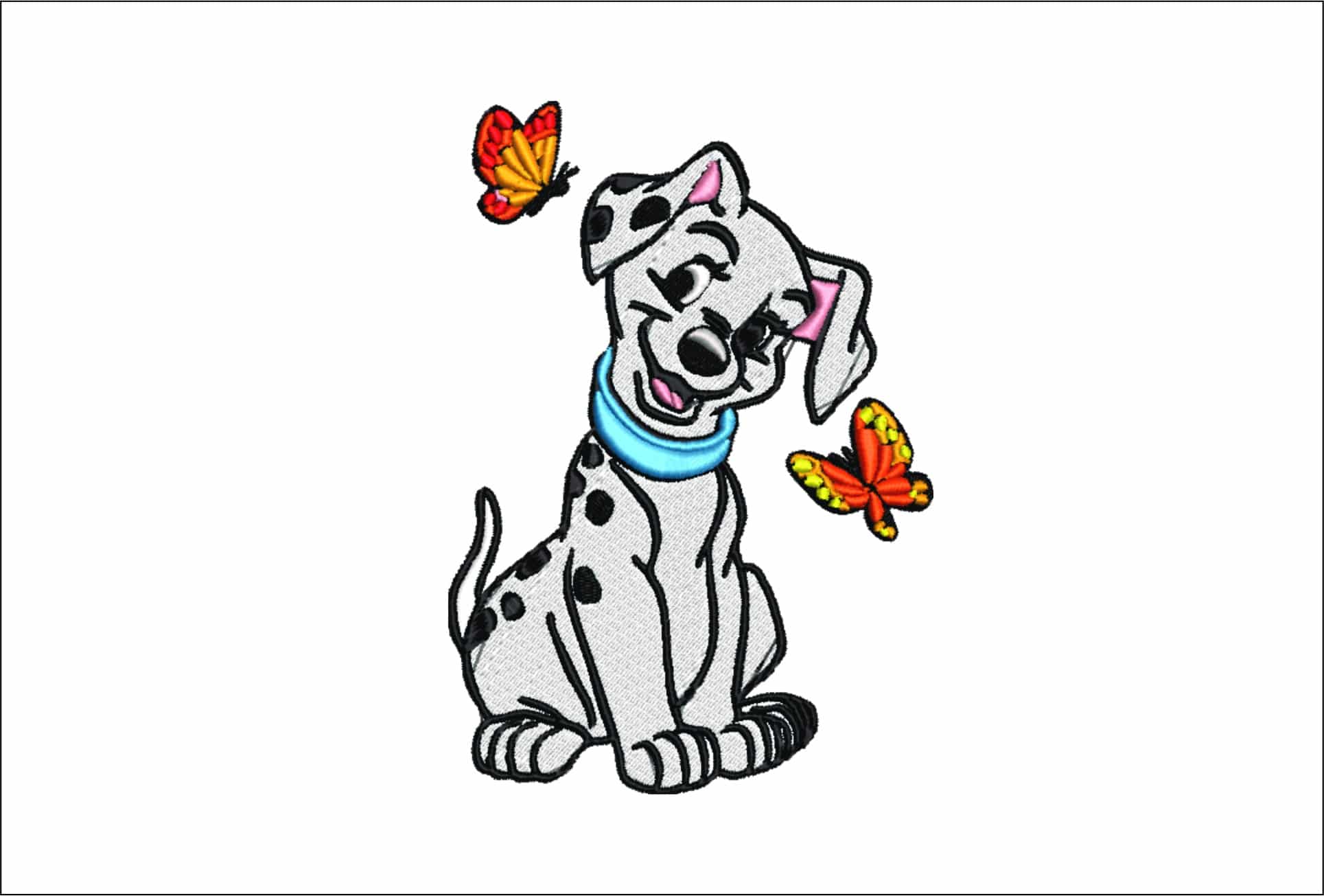 101 Dalmatian embroidery design Cartoon Butterfly embroidery design machine pattern Baby toddler embroidery file instant download in frame