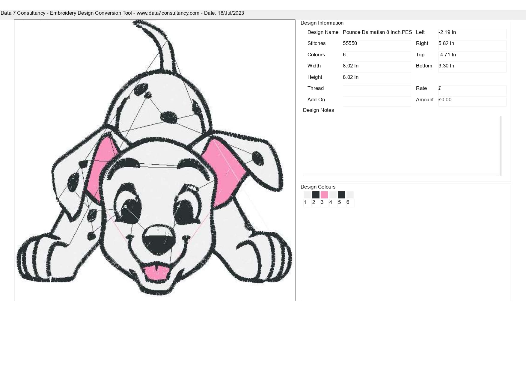 101 Dalmatian embroidery design Cartoon Pounce embroidery design machine pattern Baby toddler embroidery file instant download in a frame — view 3