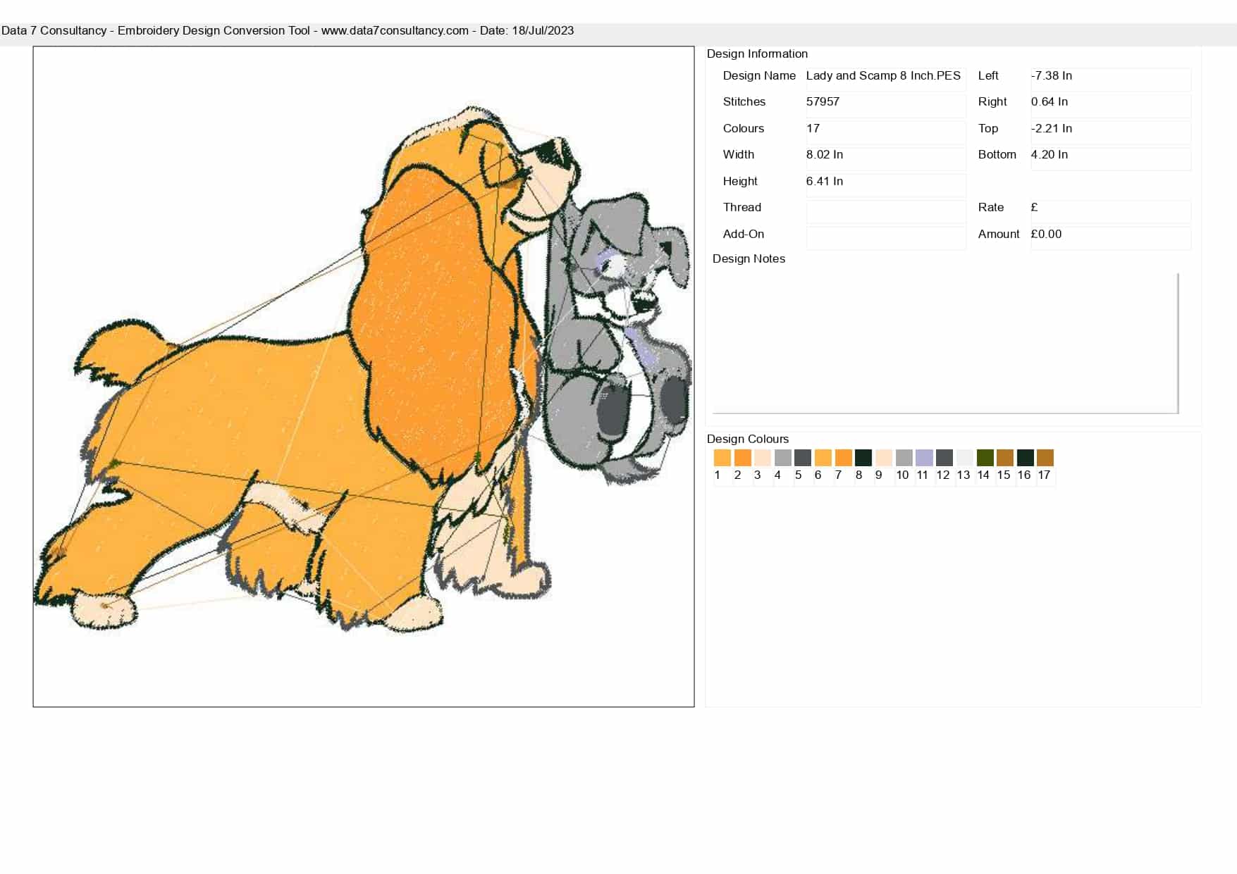 Lady and the Tramp embroidery design Cartoon embroidery design machine pattern Baby toddler embroidery file instant download in a frame — view 3