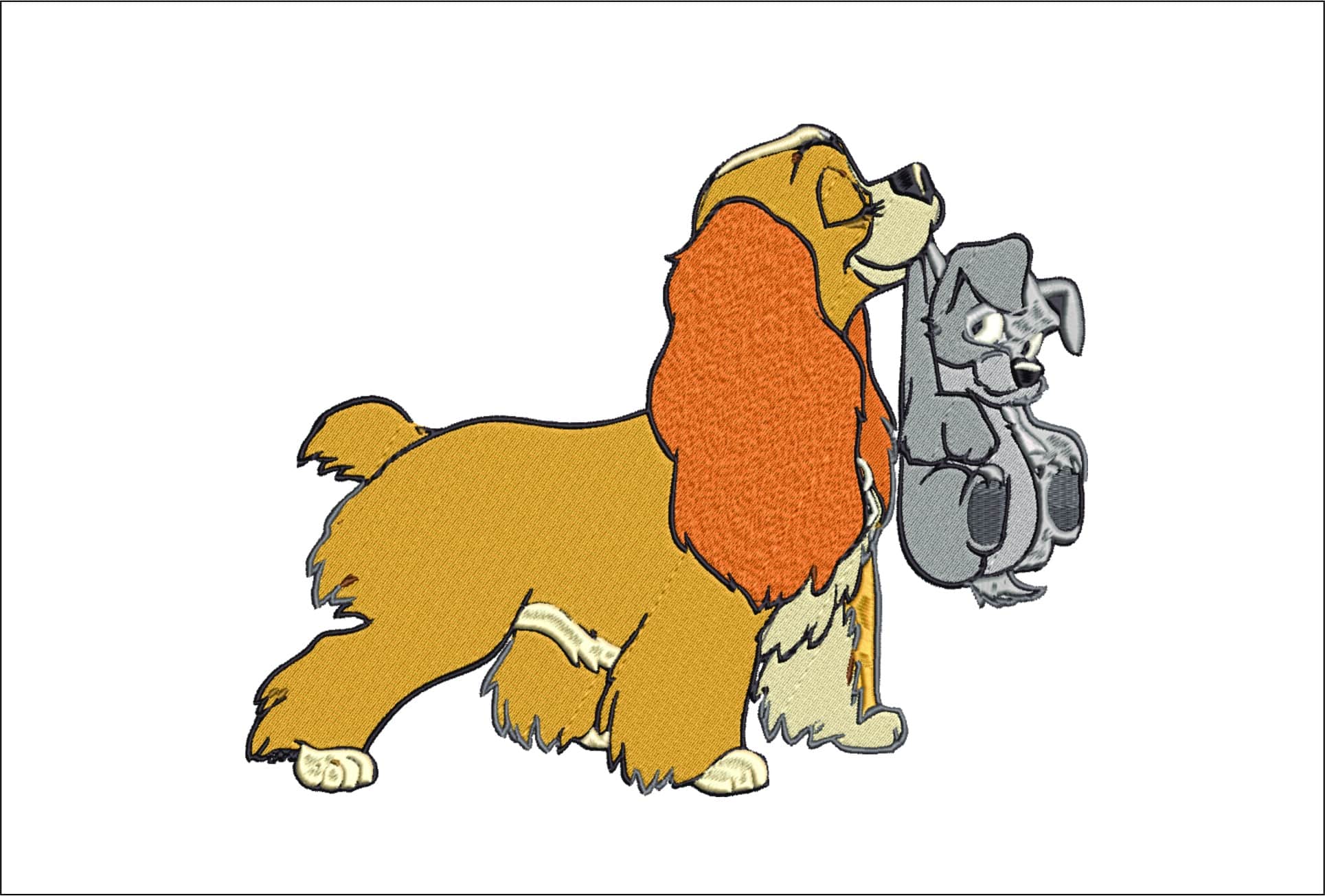 Lady and the Tramp embroidery design Cartoon embroidery design machine pattern Baby toddler embroidery file instant download in a frame