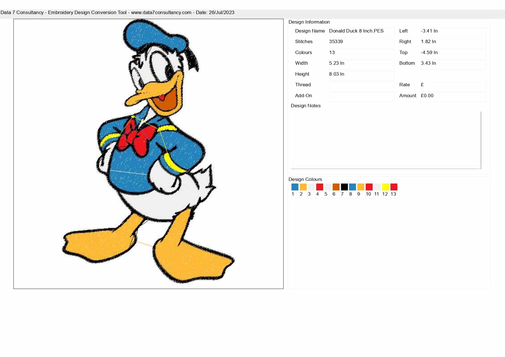 Donald Duck embroidery design machine embroidery design, design for kids, babies, infants, fill embroidery design, instant download 6 sizes — view 3