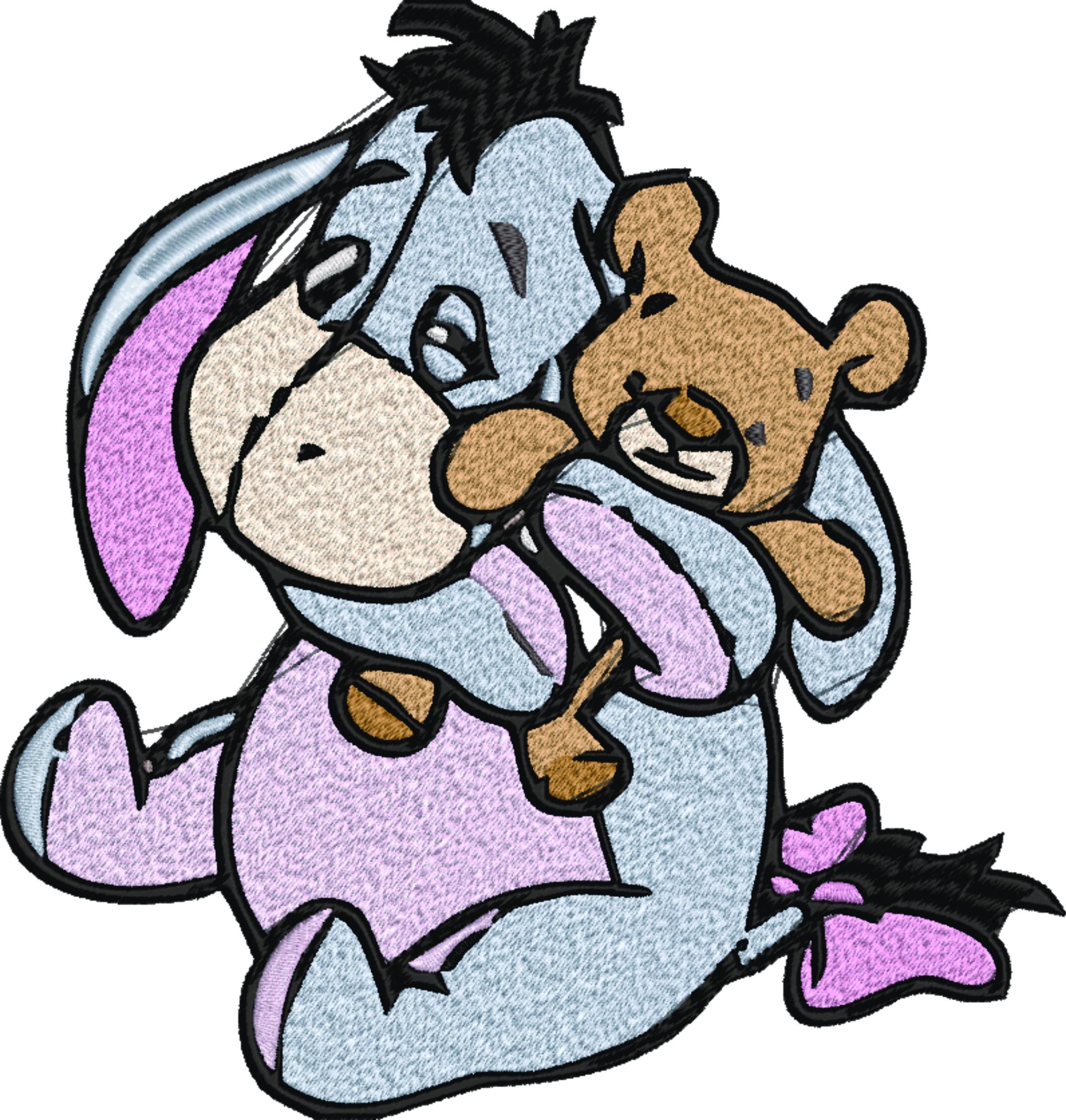 Eeyore cuddle embroidery design machine embroidery design, design for kids, babies, infants, fill embroidery design, instant download — view 2