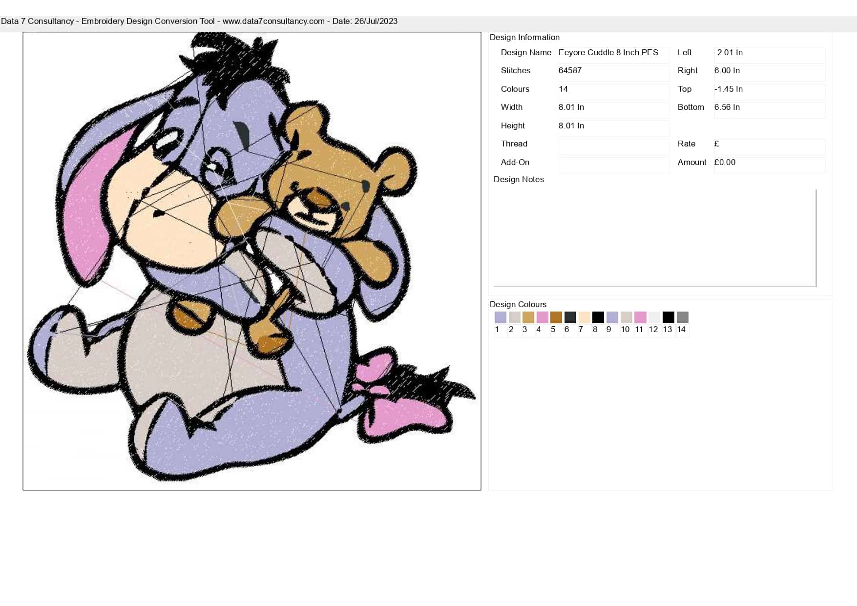 Eeyore cuddle embroidery design machine embroidery design, design for kids, babies, infants, fill embroidery design, instant download — view 3