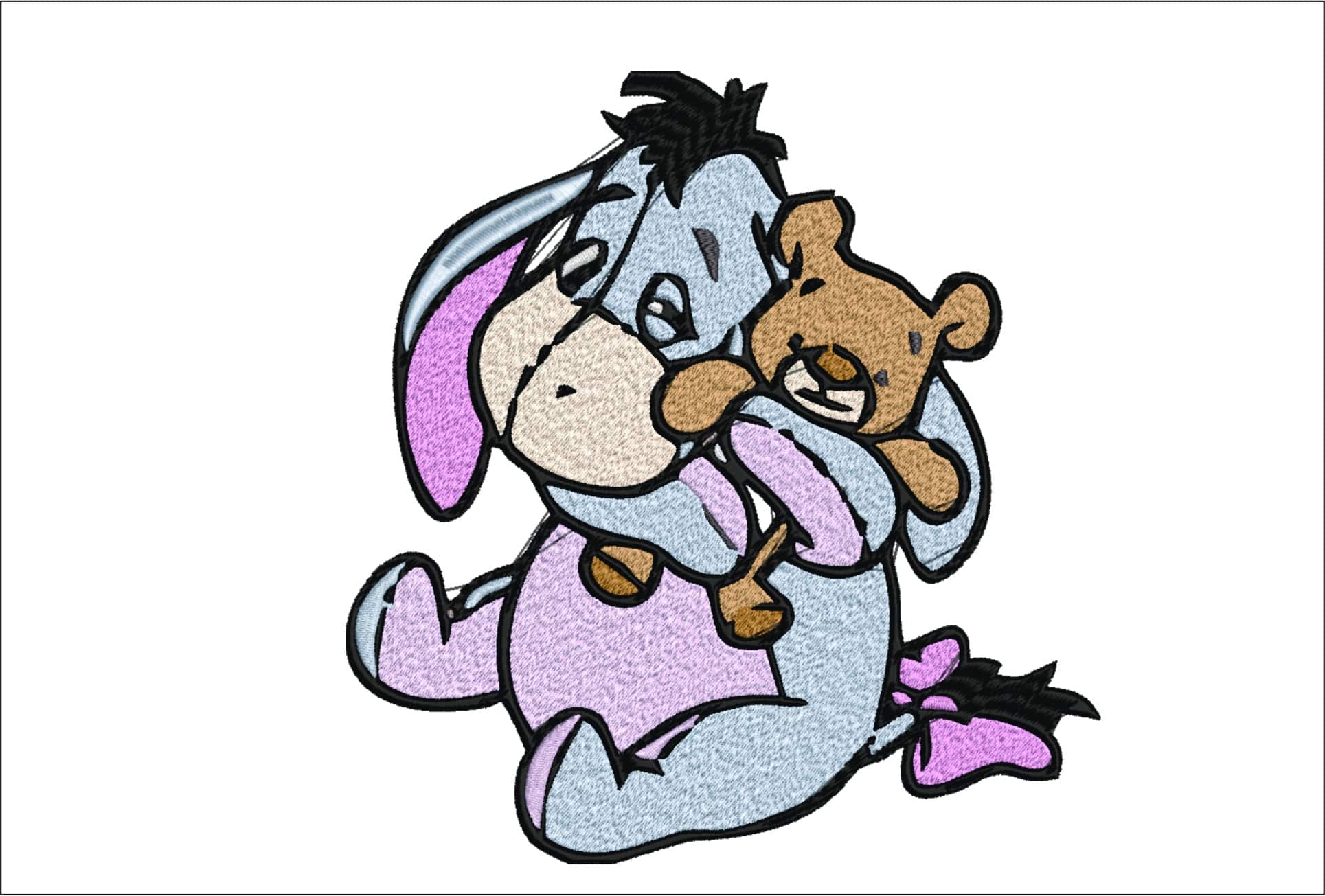 Eeyore cuddle embroidery design machine embroidery design, design for kids, babies, infants, fill embroidery design, instant download
