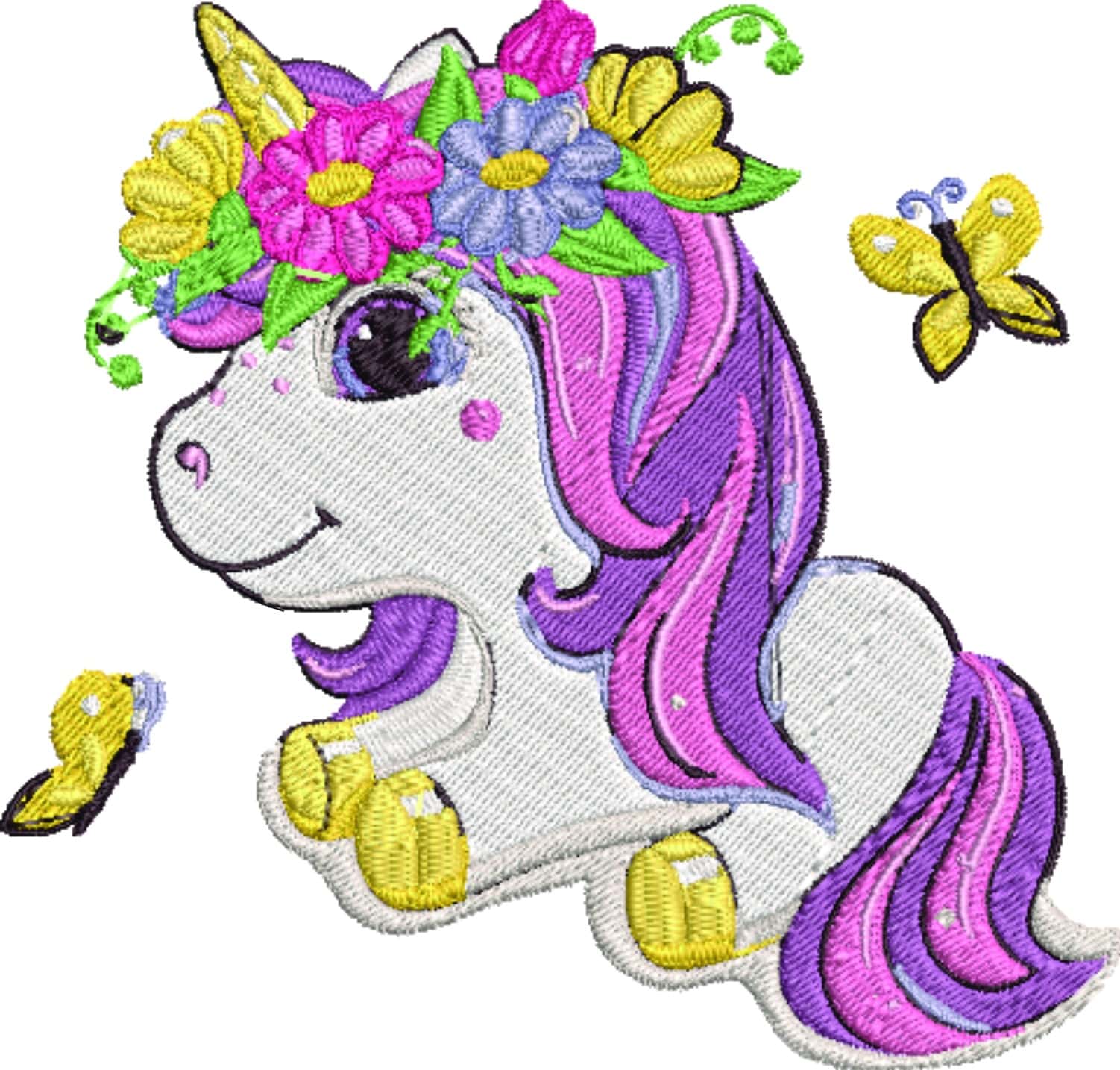 Unicorn embroidery design - Cartoon Unicron embroidery design machine pattern - Baby toddler embroidery file - instant download in a frame — view 2