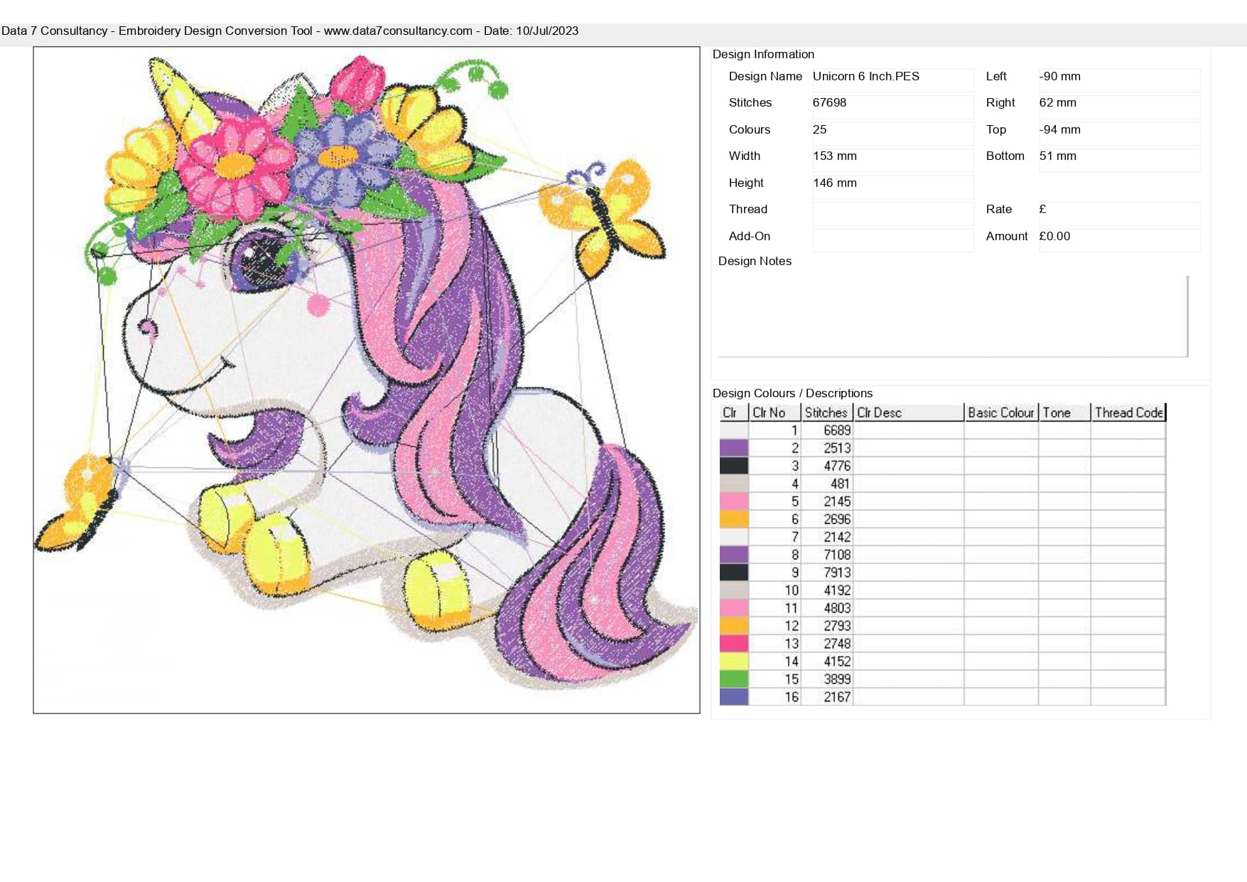 Unicorn embroidery design - Cartoon Unicron embroidery design machine pattern - Baby toddler embroidery file - instant download in a frame — view 3