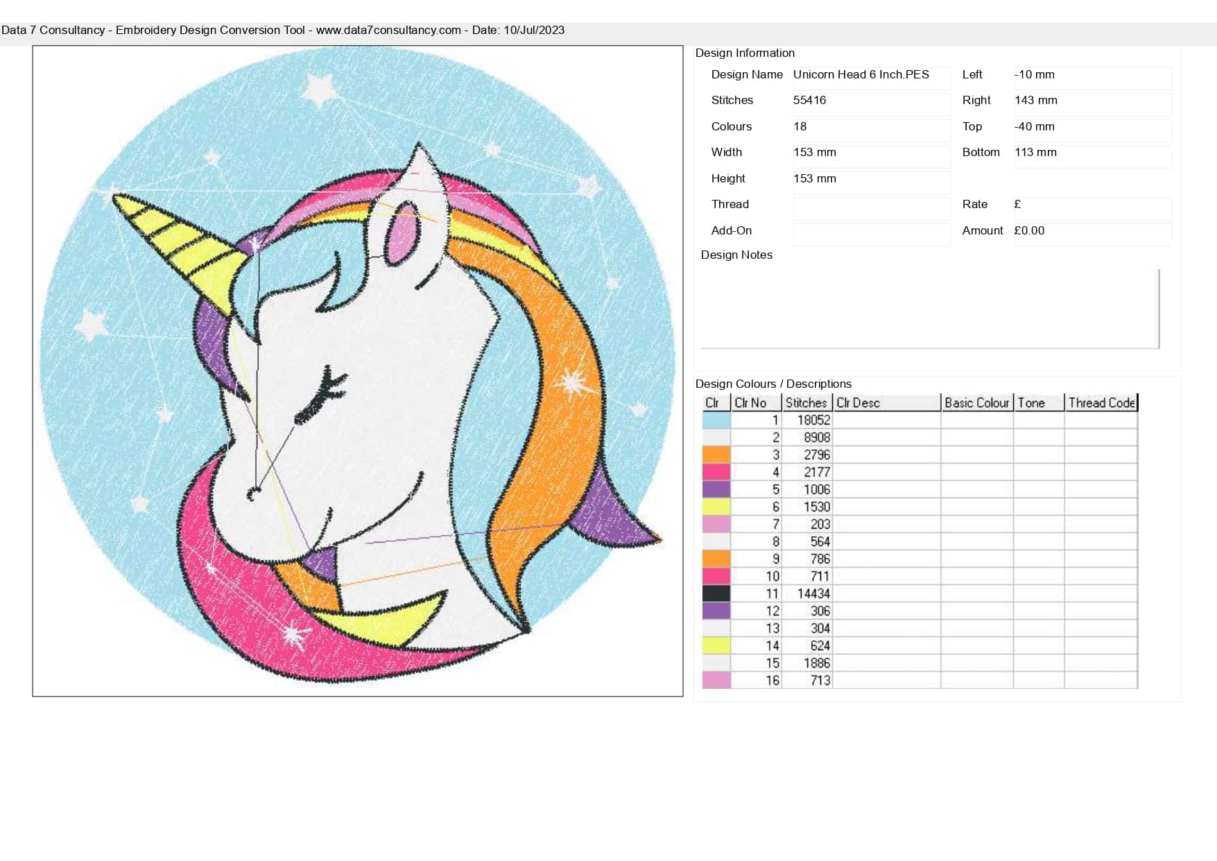 Unicorn embroidery design - Cartoon Unicron embroidery design machine pattern - Baby toddler embroidery file - instant download in a frame — view 3