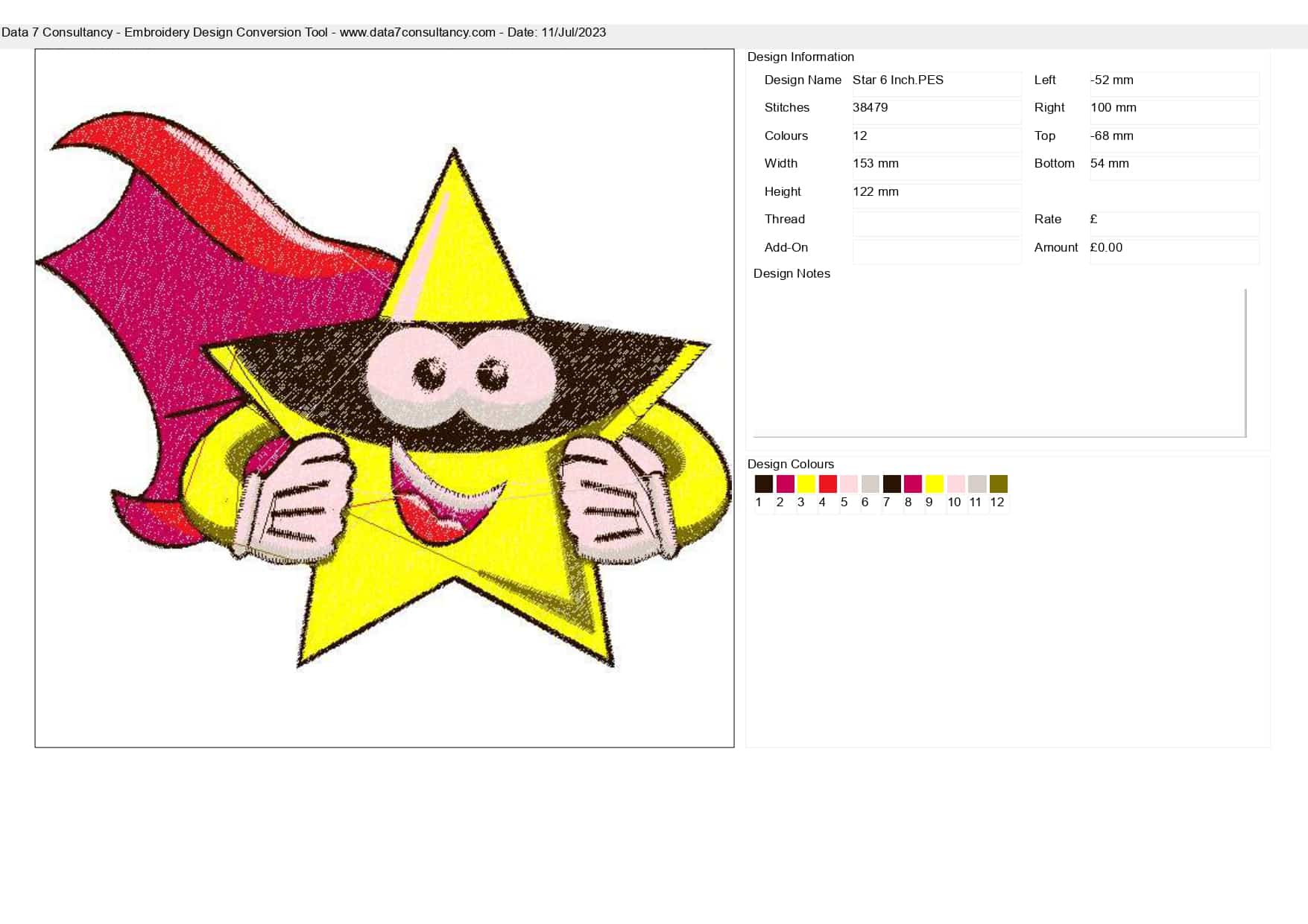 Star embroidery design - Cartoon Star embroidery design machine pattern Baby toddler embroidery file - instant download in a frame — view 2