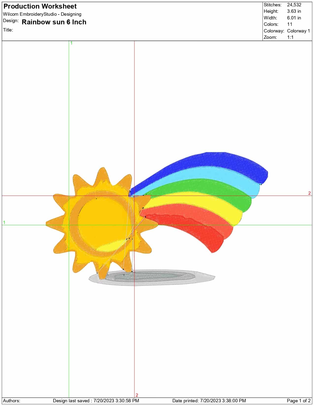 Rainbow embroidery design - Cartoon Sun Rain embroidery design machine pattern - Baby toddler embroidery file - instant download in a frame — view 2