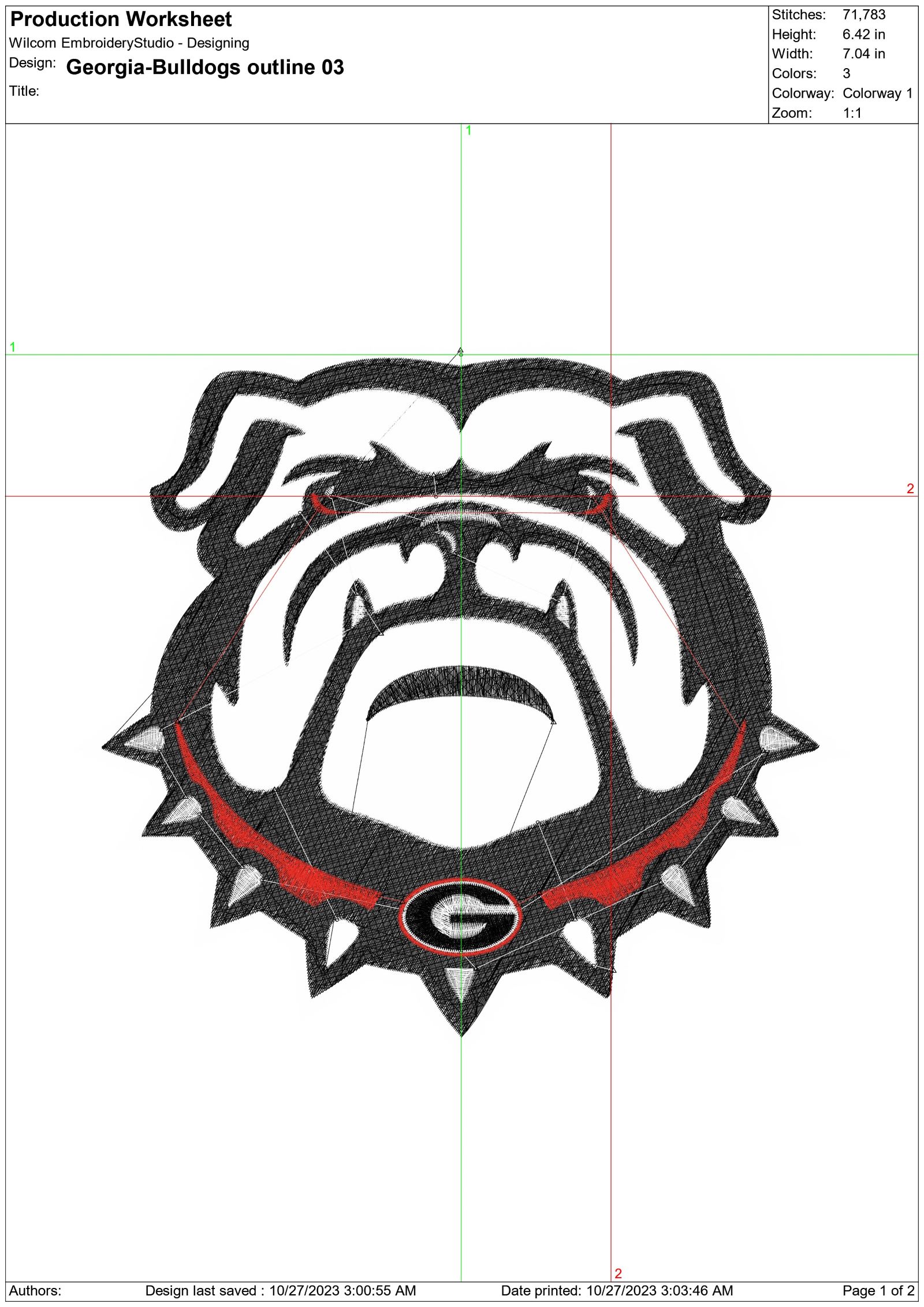 Georgia Athletics Black embroidery WITH Outline (thin and thick) design - University of Georgia Bulldogs Logo — view 7