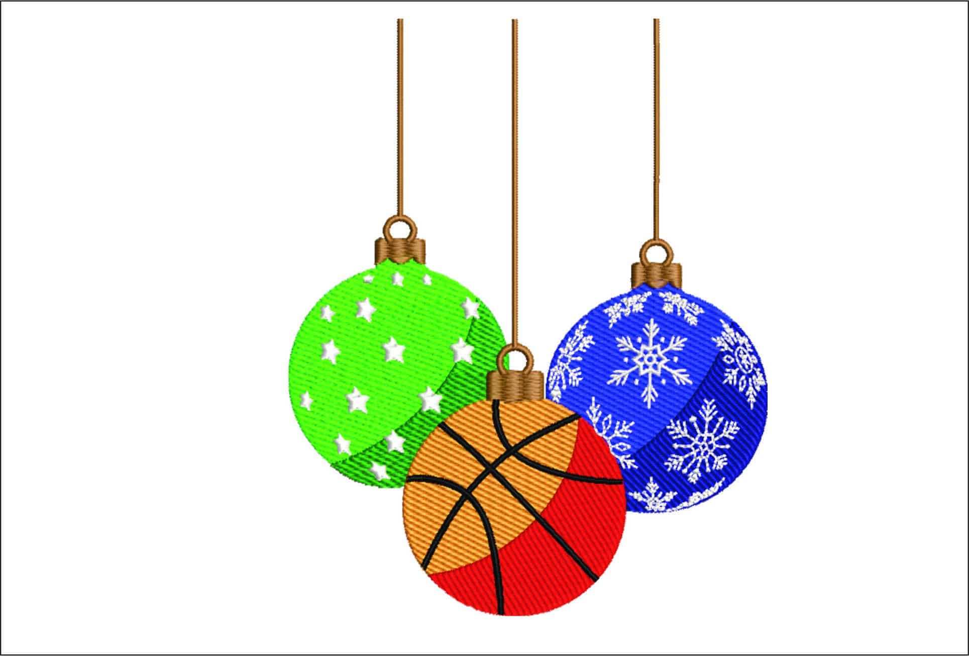 Bubble Basketball Christmas - embroidery file - instant download in a frame