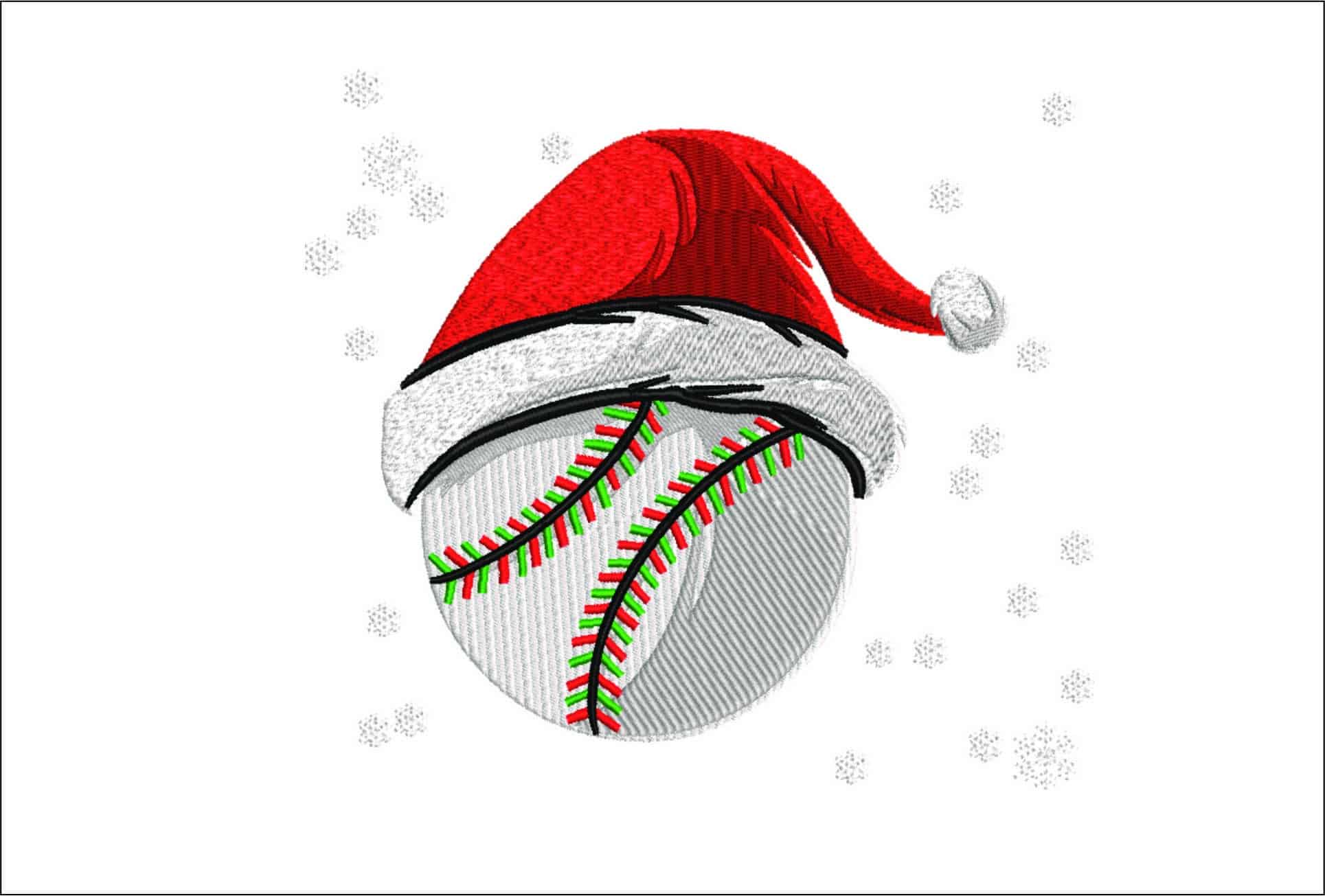 Christmas Baseball Large - embroidery file - instant download in a frame