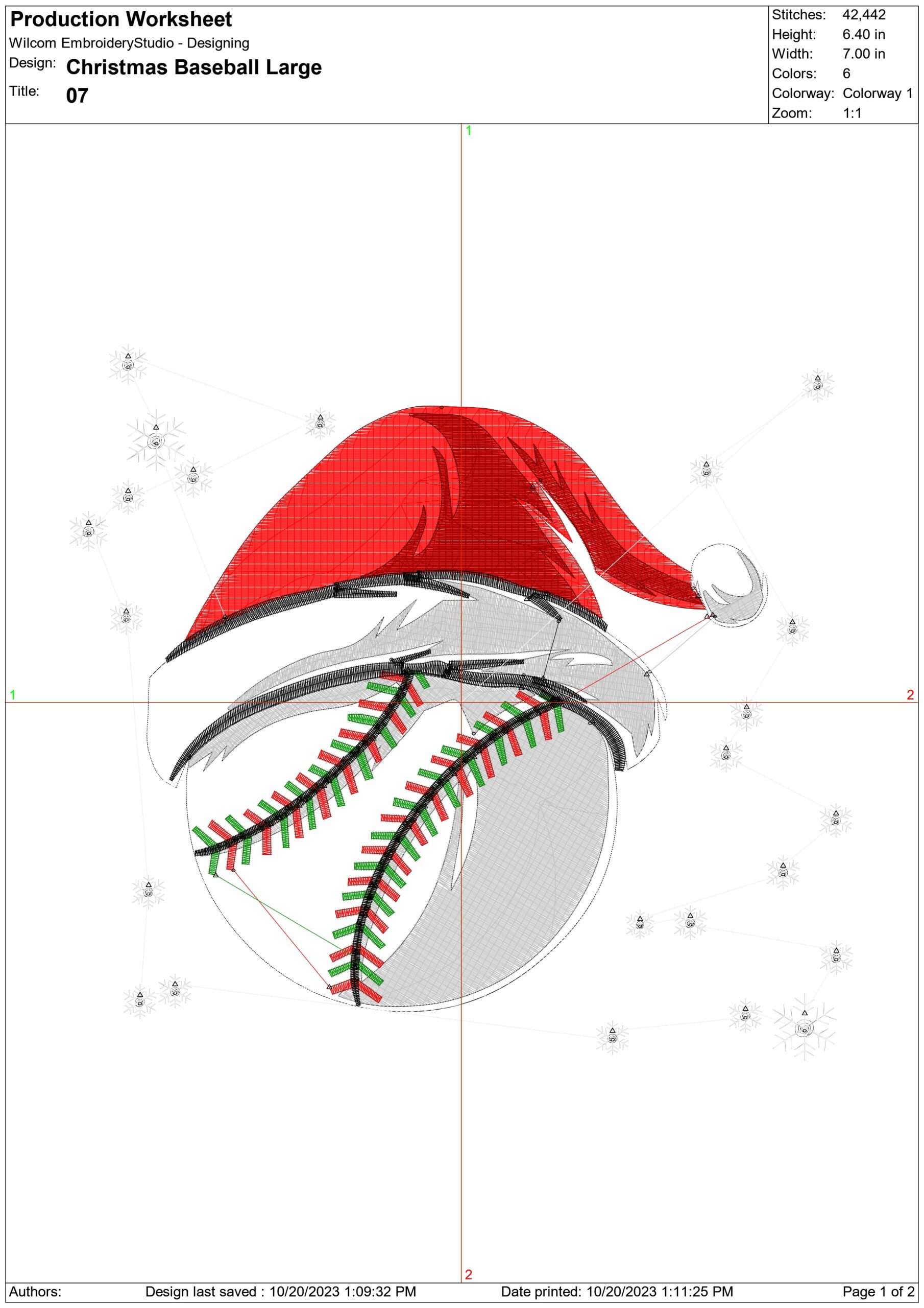 Christmas Baseball Large - embroidery file - instant download in a frame — view 2