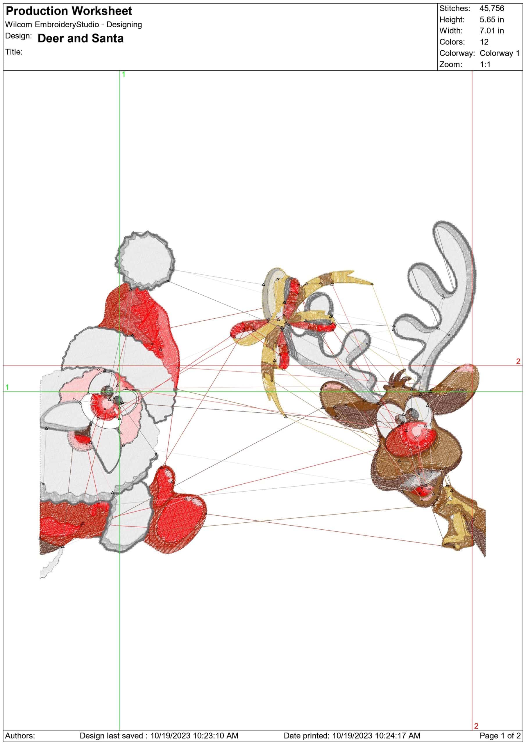 Deer And Santa Christmas - embroidery file - instant download in a frame — view 2