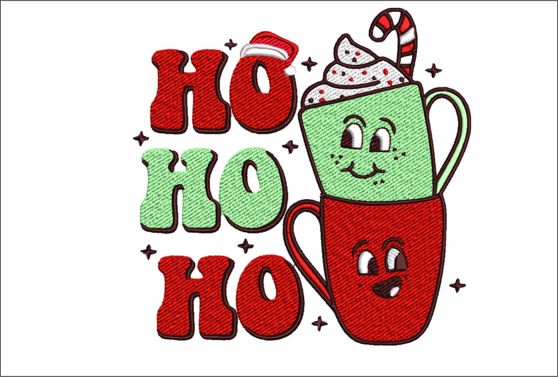 Ho Ho Ho Christmas Mugs- embroidery file - instant download in a frame
