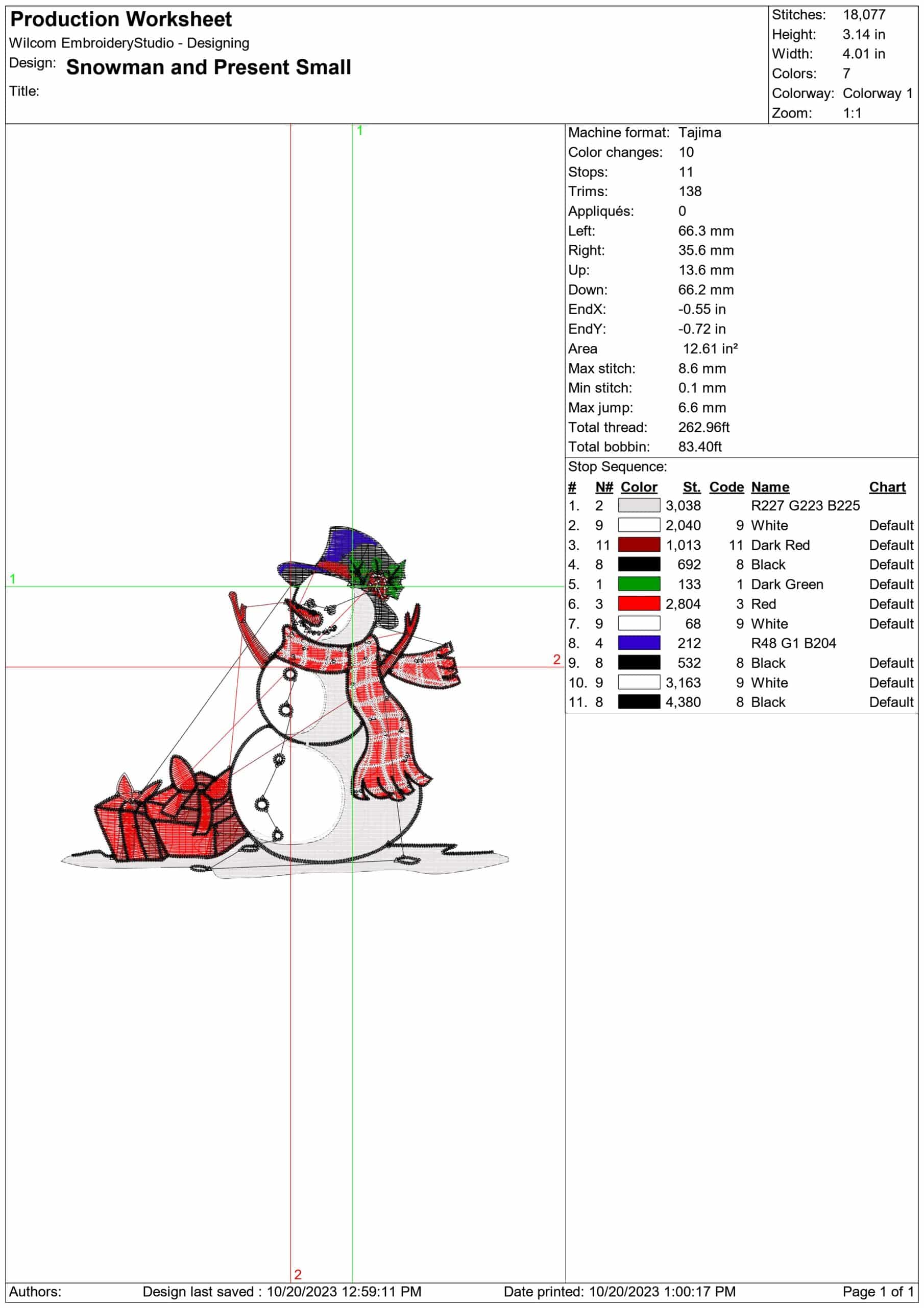Snowman And Present Small Christmas - embroidery file - instant download in a frame — view 3