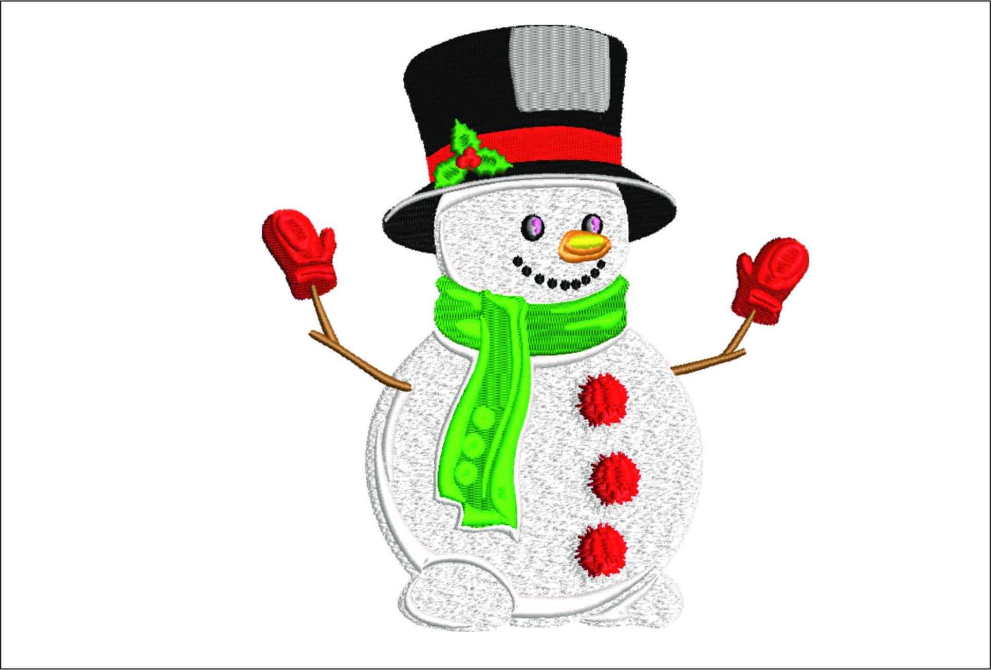 Snowman Large Christmas - embroidery file - instant download in a frame