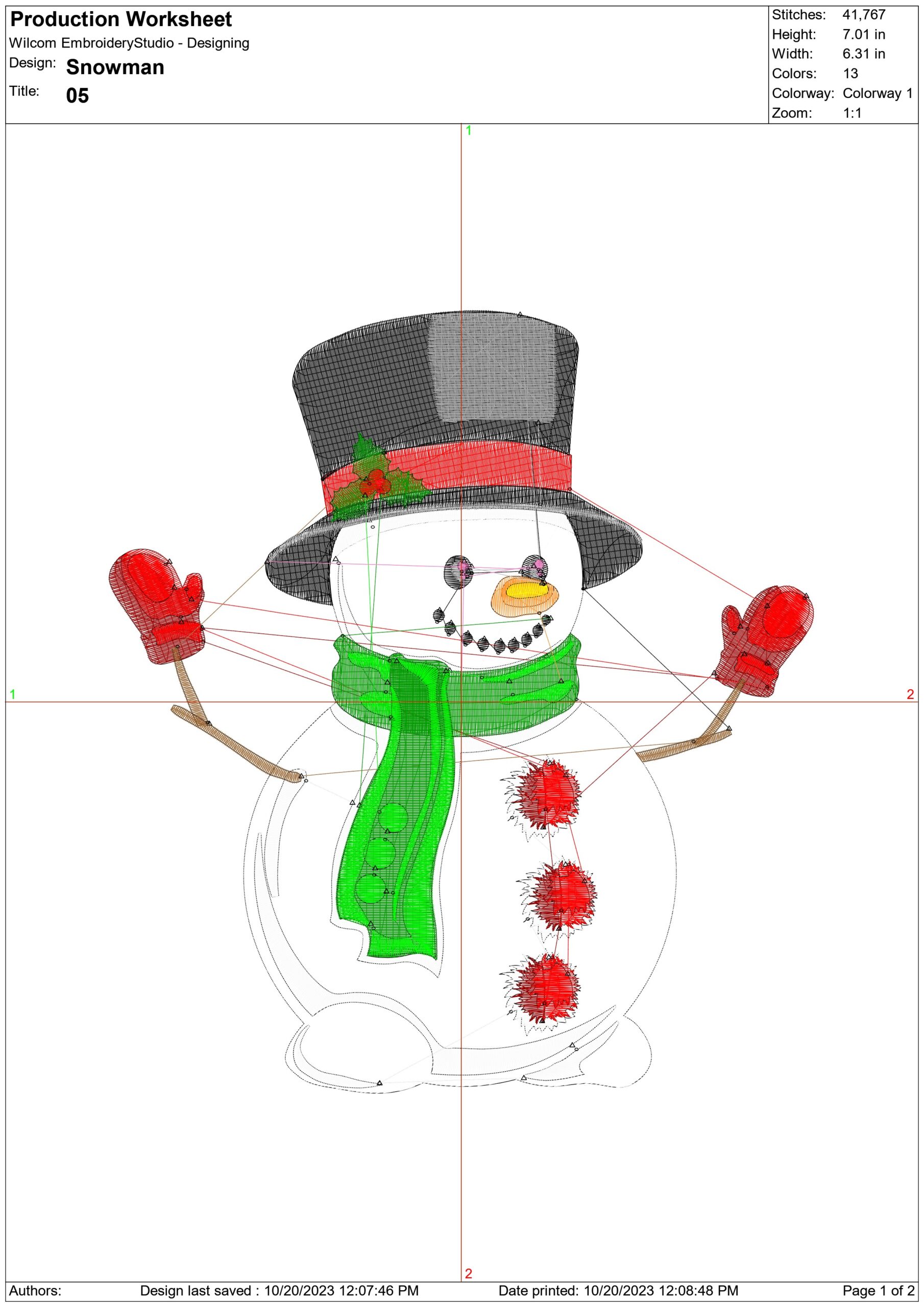 Snowman Large Christmas - embroidery file - instant download in a frame — view 2