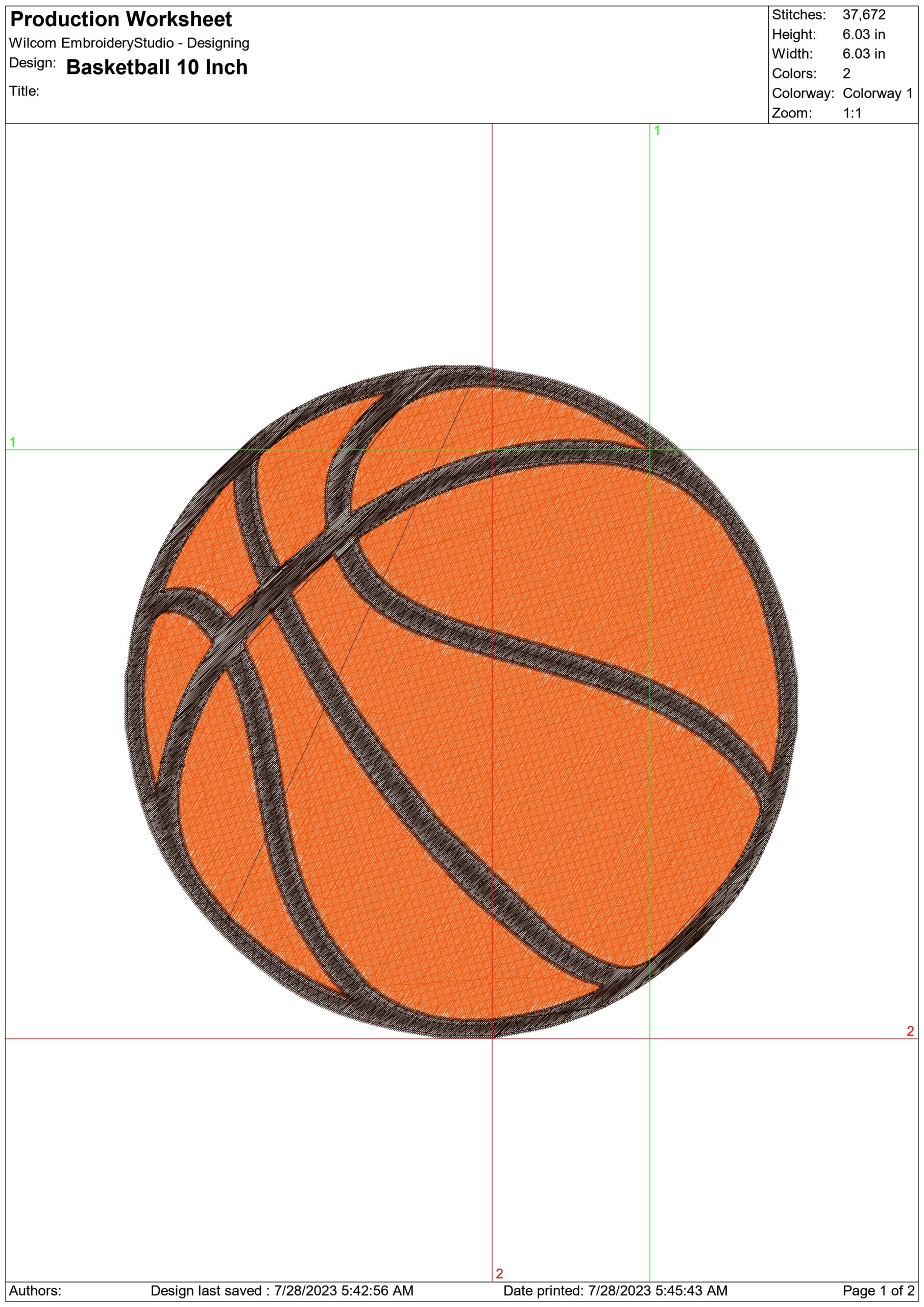 Basketball embroidery design - basketball embroidery machine pattern embroidery file - instant download — view 2