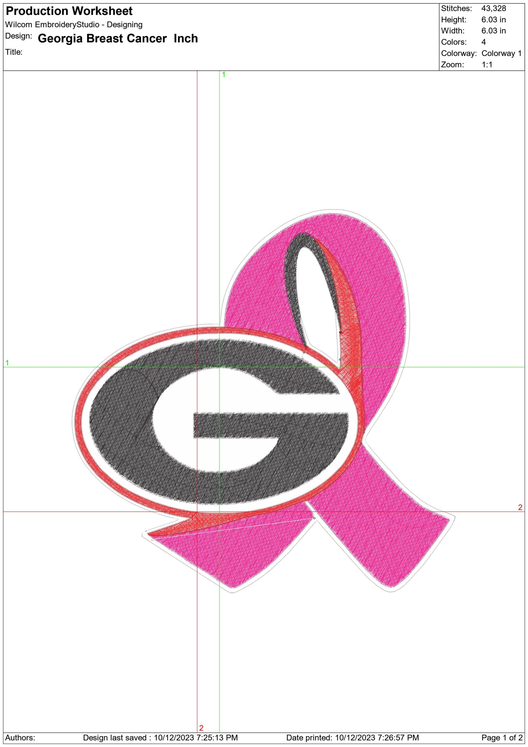 Georgia Breast Cancer - embroidery Design - instant File download in a frame — view 2