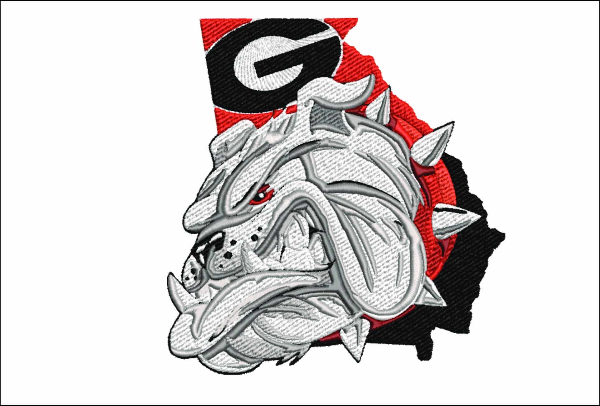 Georgia Bulldog Map - embroidery Design - instant File download in a frame