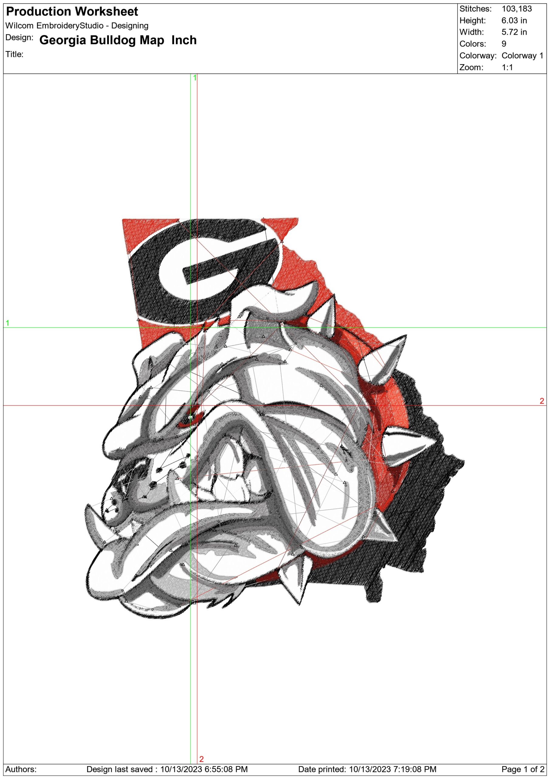 Georgia Bulldog Map - embroidery Design - instant File download in a frame — view 2