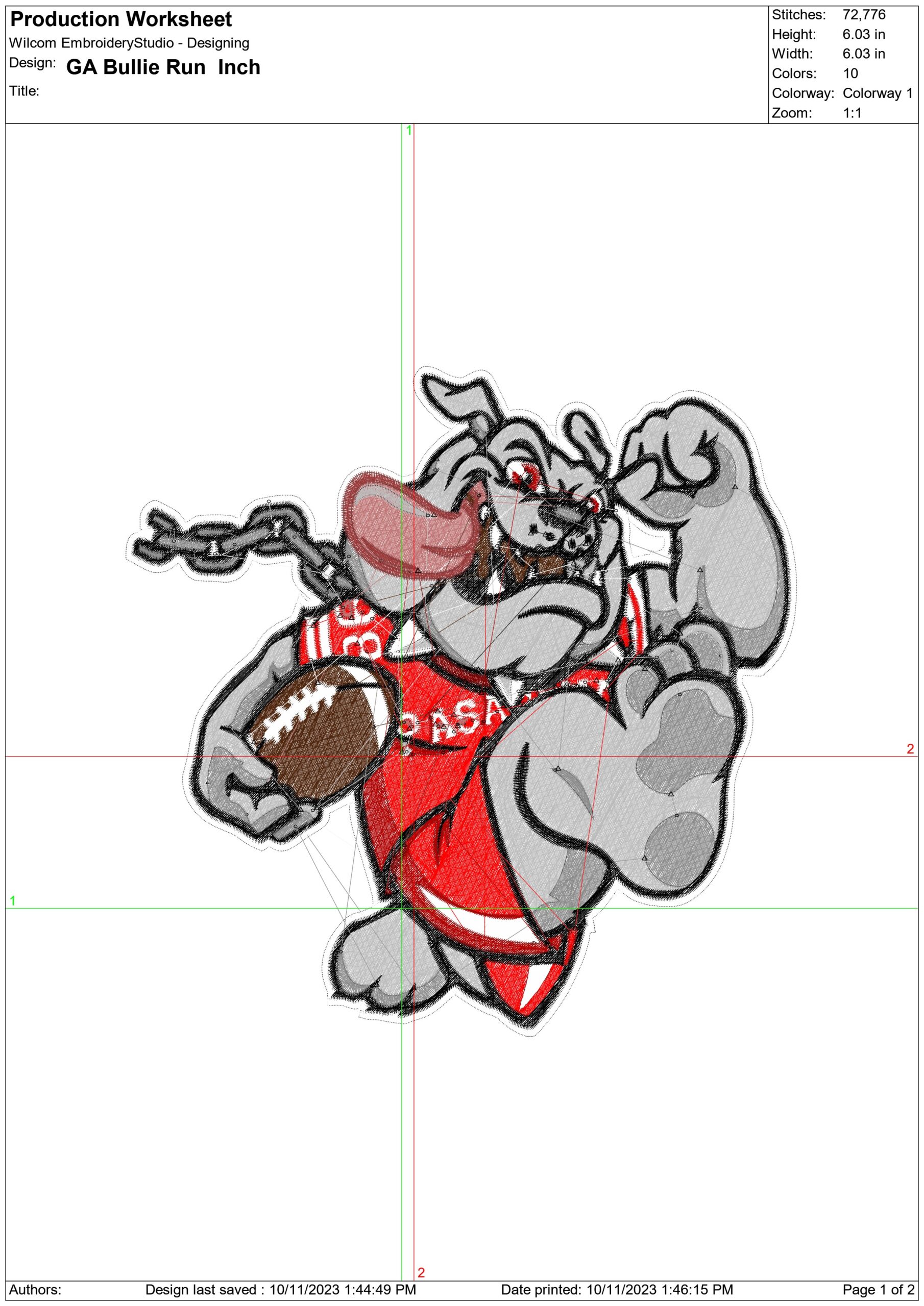 GA Bullie Run- embroidery Design - instant File download in a frame — view 2