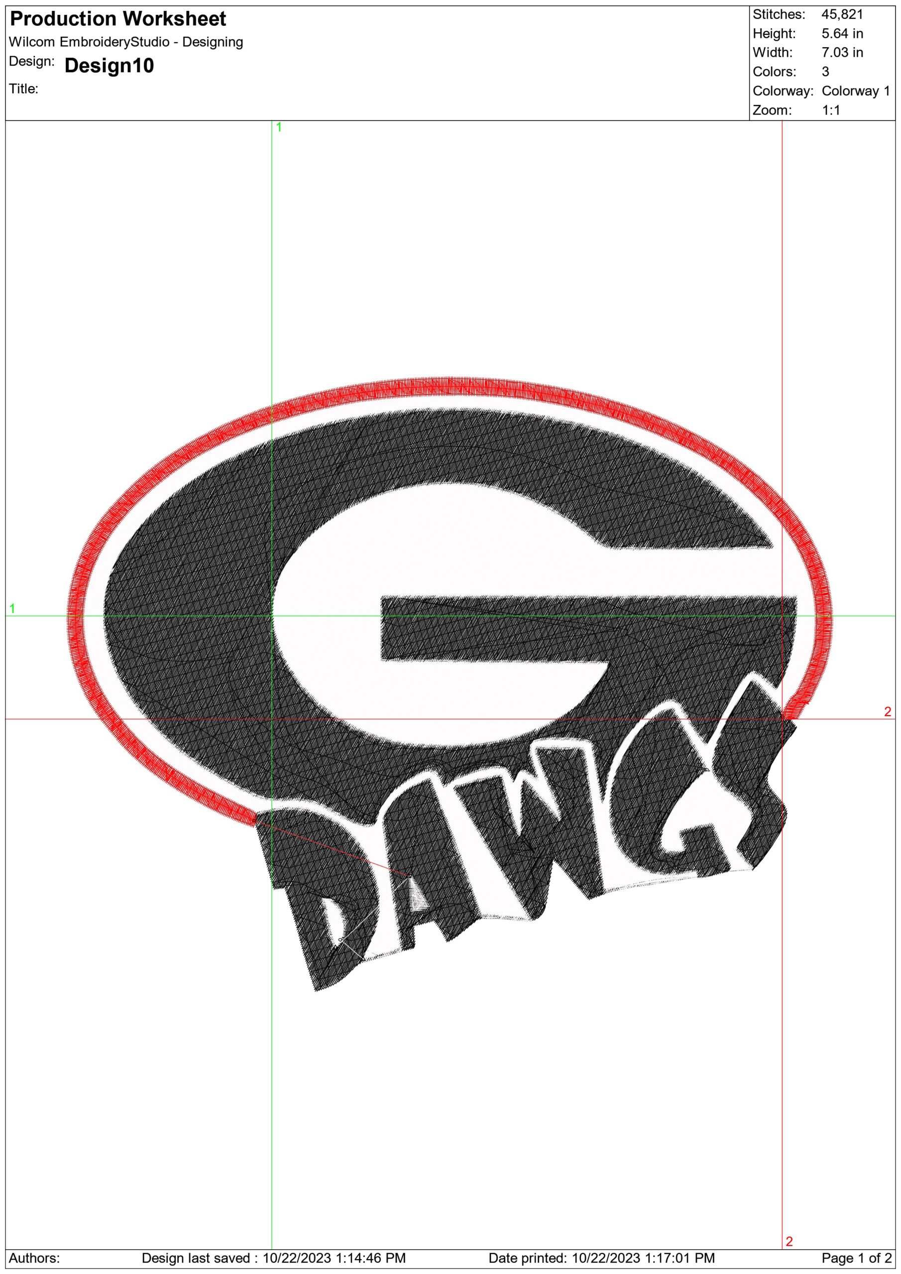 Georgia Dawgs embroidery design - University of Georgia  Logo — view 2