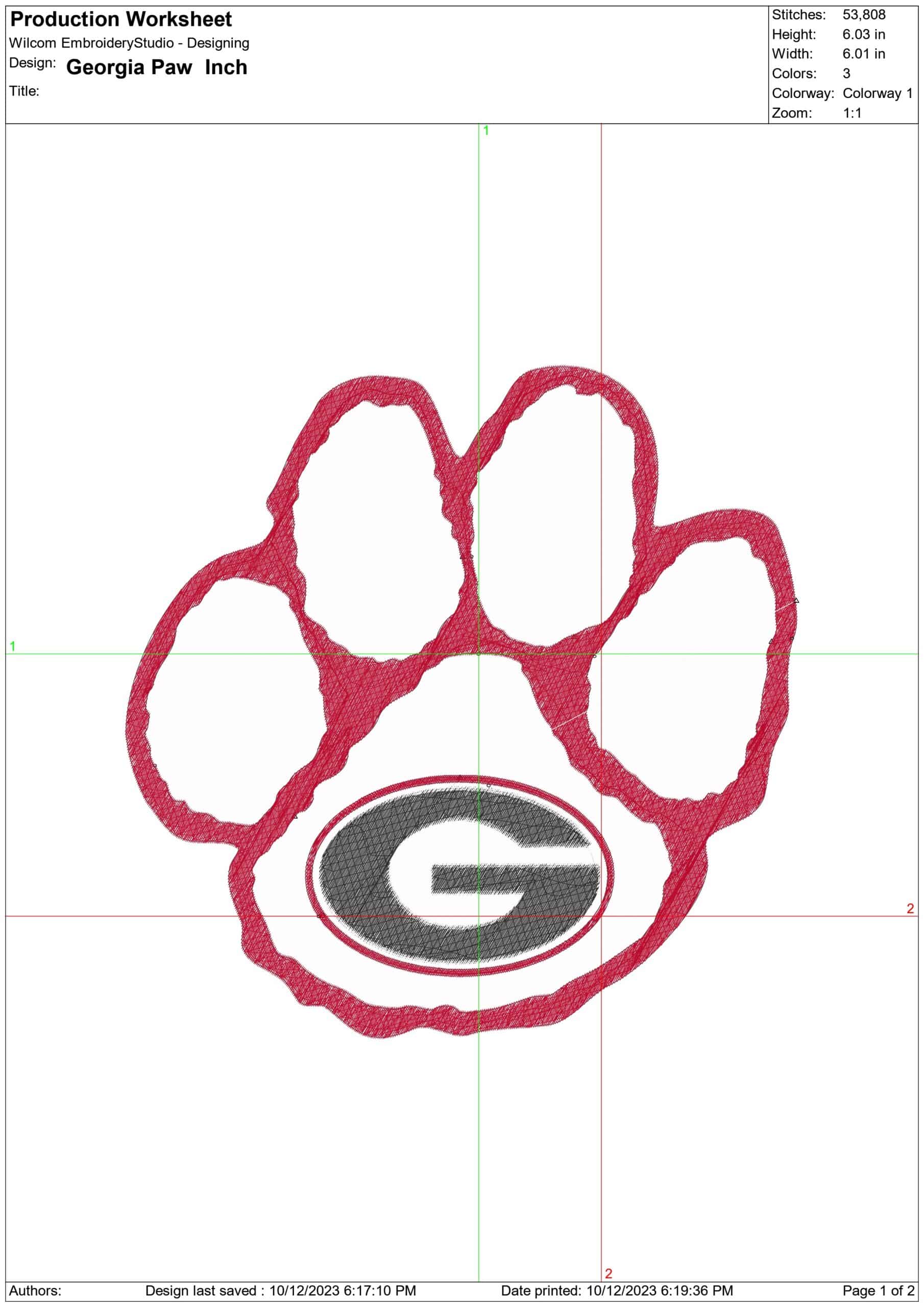 Georgia Paw embroidery design -Georgia Paw Embroidery Machine Pattern  Logo — view 2