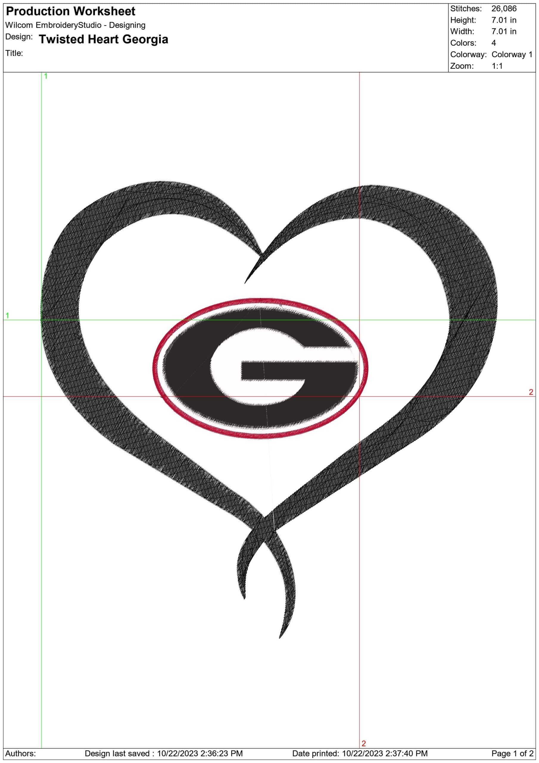 Georgia Heart embroidery design -Georgia Heart Embroidery Machine Pattern  Logo — view 2