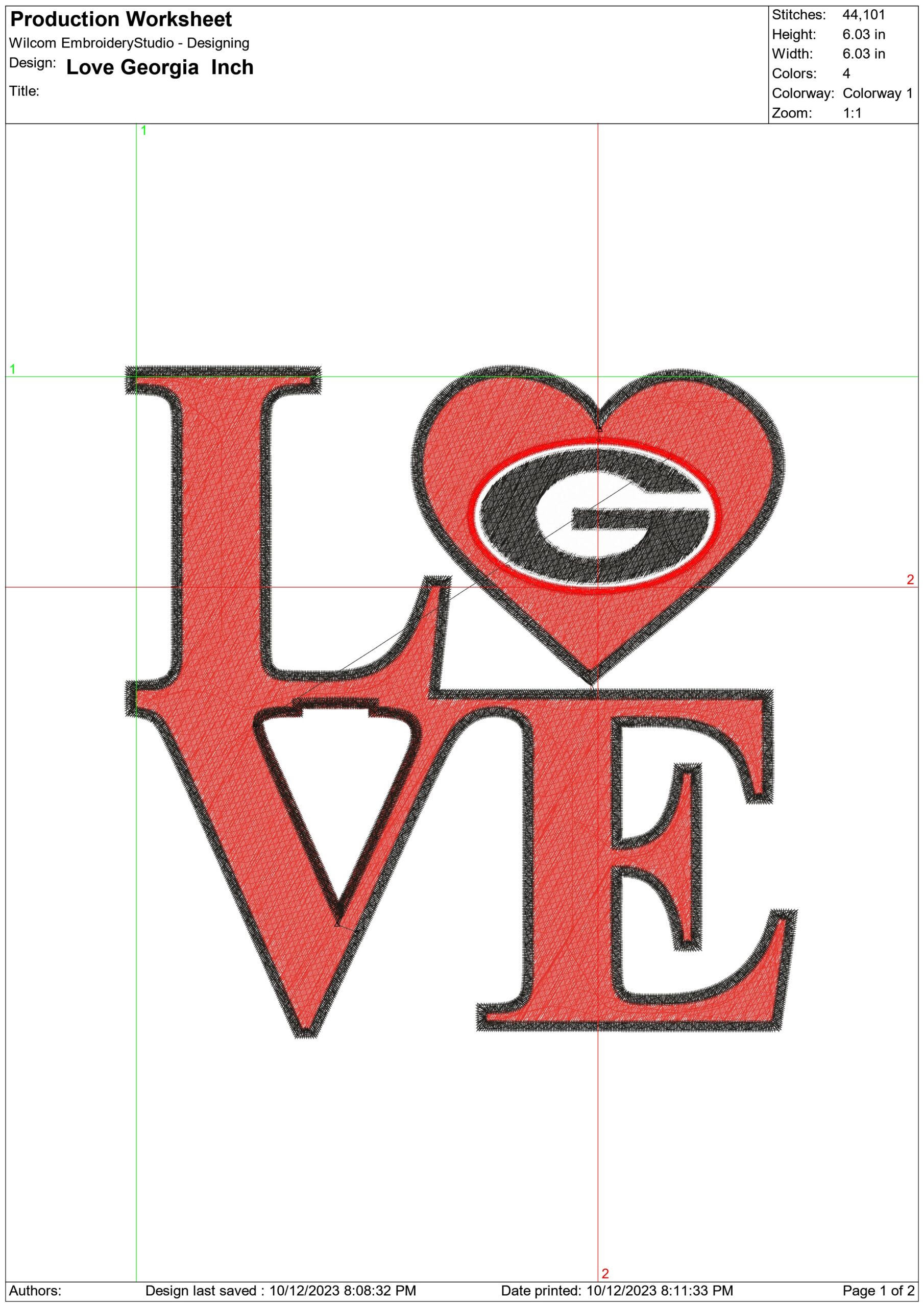 Love Georgia  embroidery design - Love Georgia  Embroidery Machine Pattern  Logo — view 2