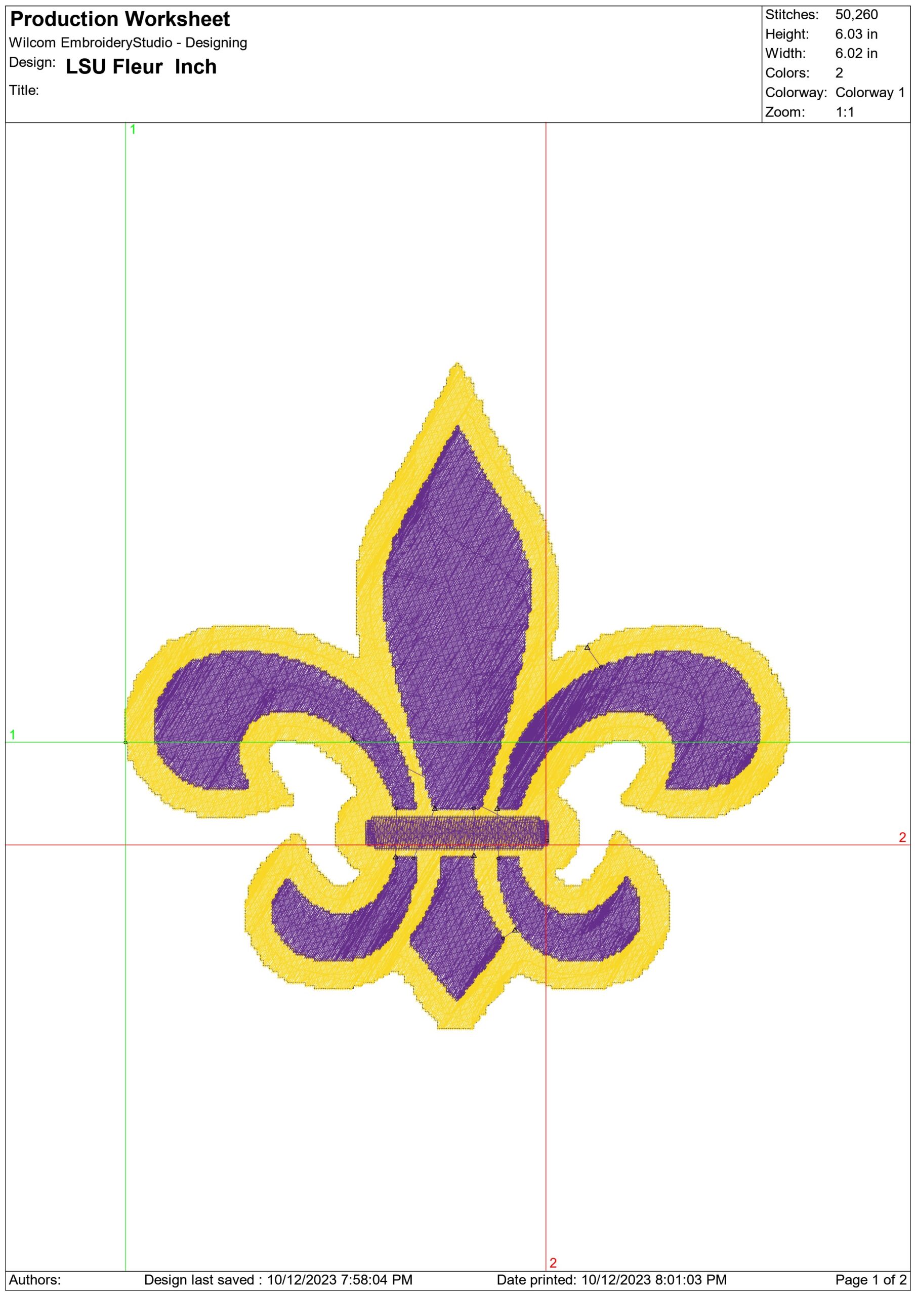 LSU Fighting Tigers Fleur embroidery design  - LSU Fleur Logo - Louisiana State University  Logo  embroidery machine  pattern embroidery file - instant download in a frame — view 3