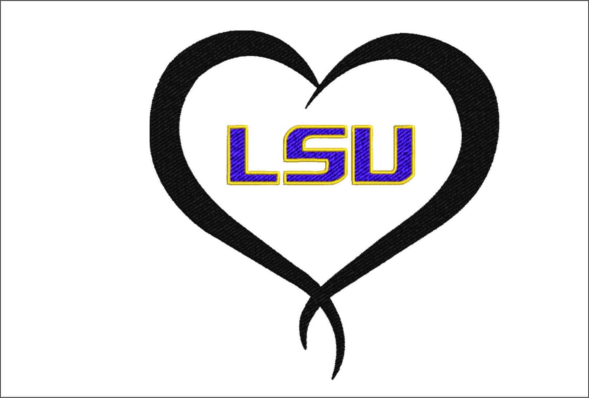 LSU Twisted Heart Fighting Tigers embroidery  - LSU Twisted heart  Logo  embroidery machine  pattern embroidery file - instant download in a frame