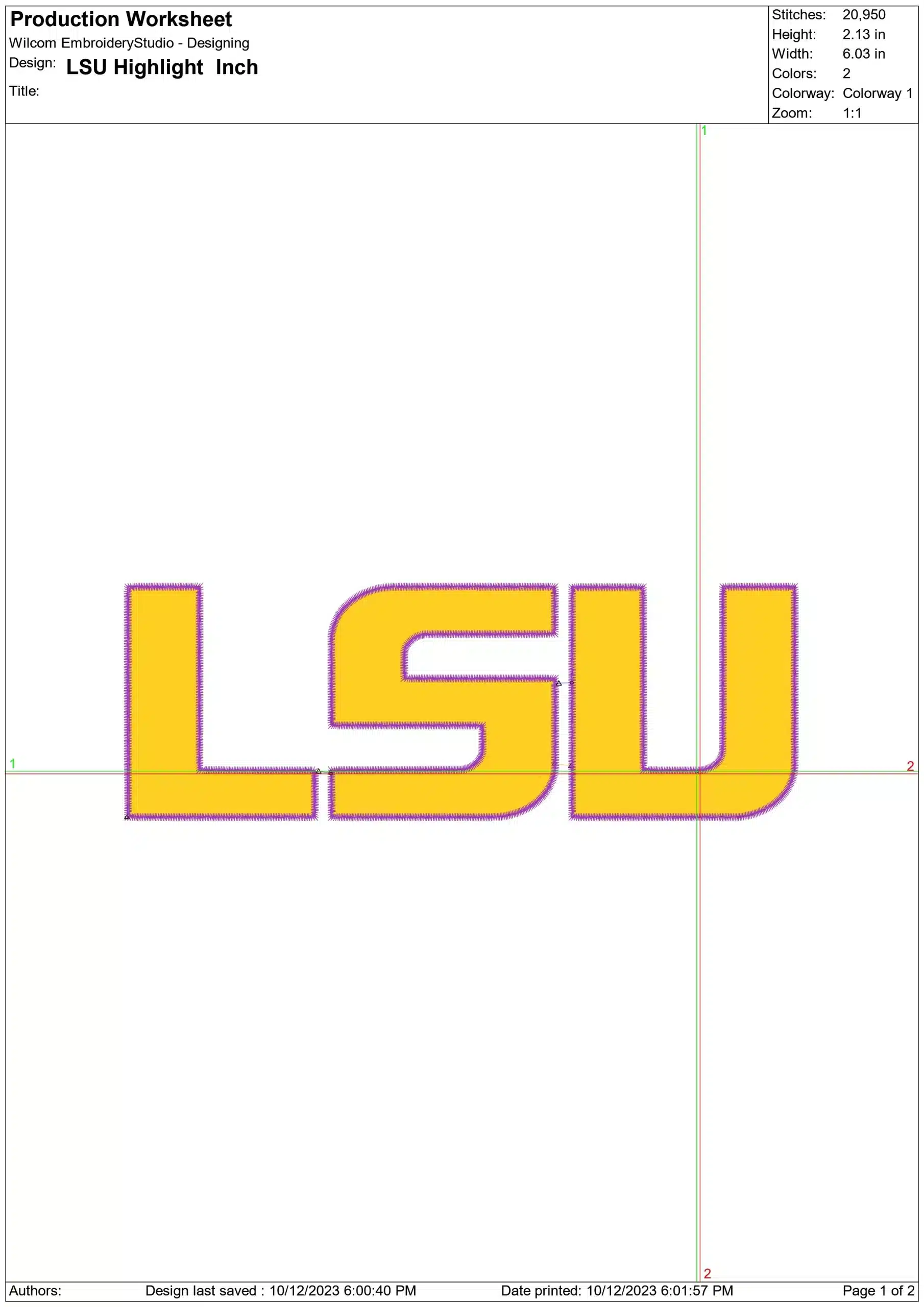LSU Highlight embroidery design  - LSU Highlight Logo  embroidery machine  pattern embroidery file - instant download in a frame — view 2
