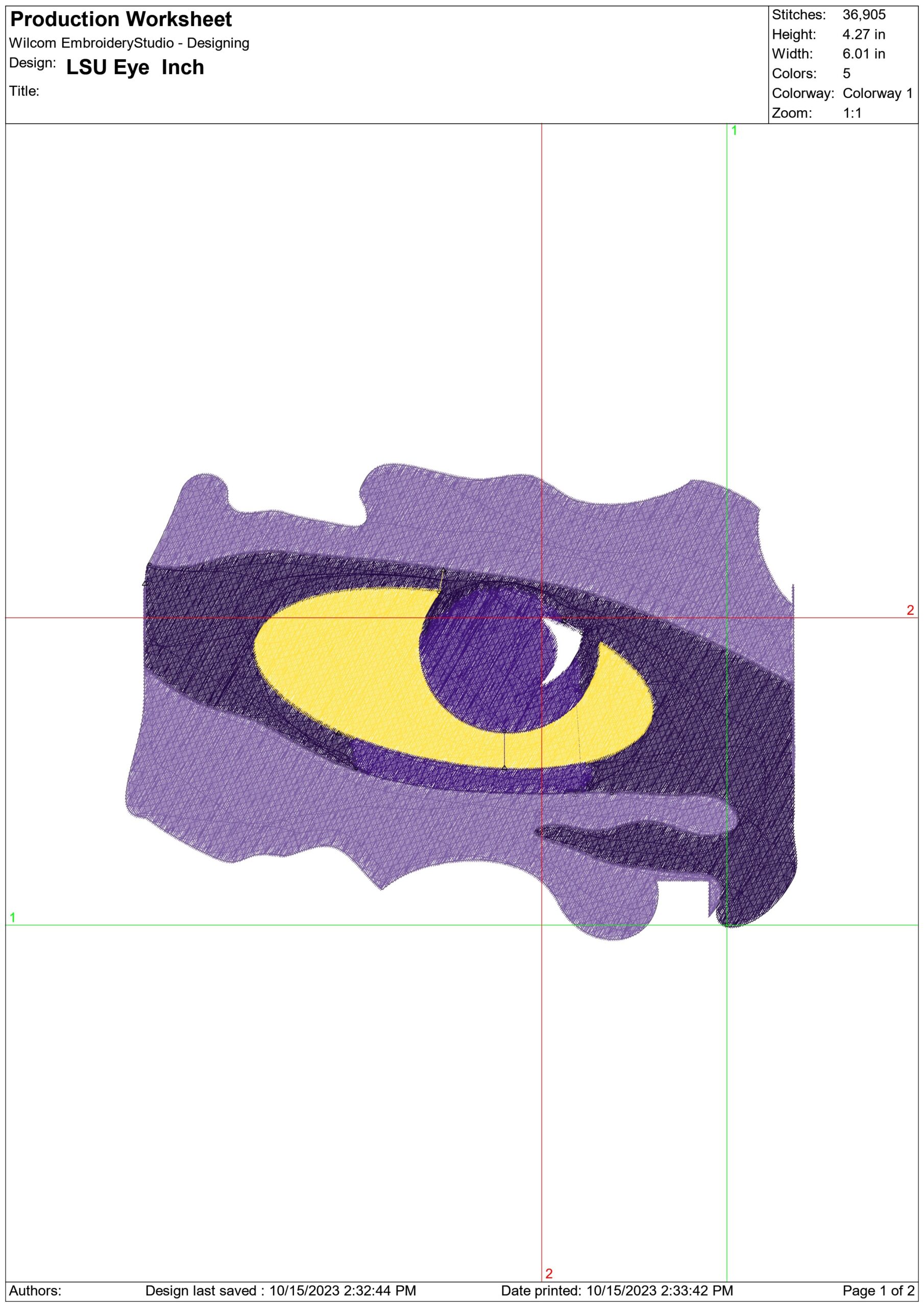 LSU Eye Fighting Tigers embroidery  - LSU  Eye Logo  embroidery machine  pattern embroidery file - instant download in a frame — view 2