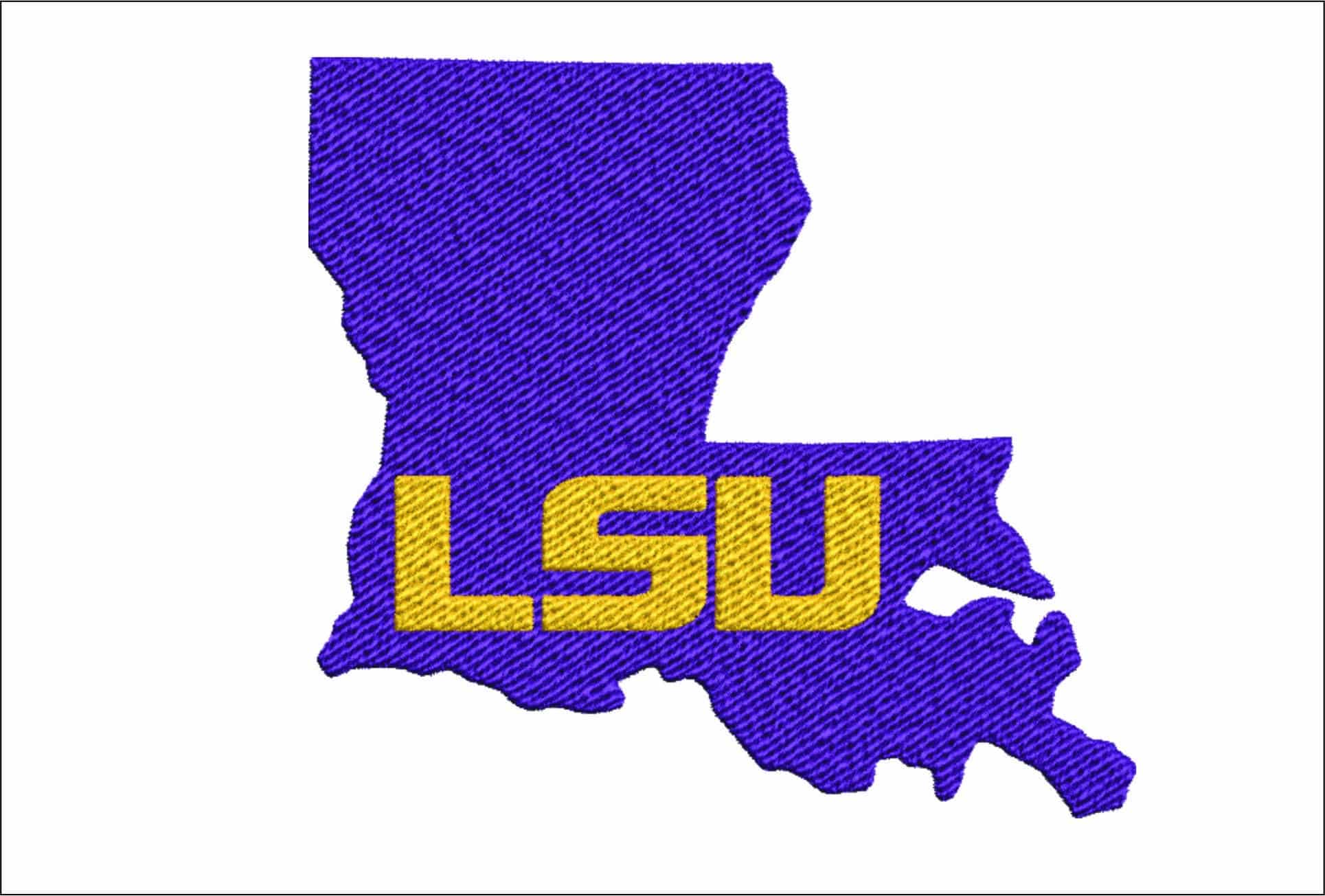 LSU Map embroidery design - LSU Map Logo embroidery machine pattern embroidery file - instant download in a frame
