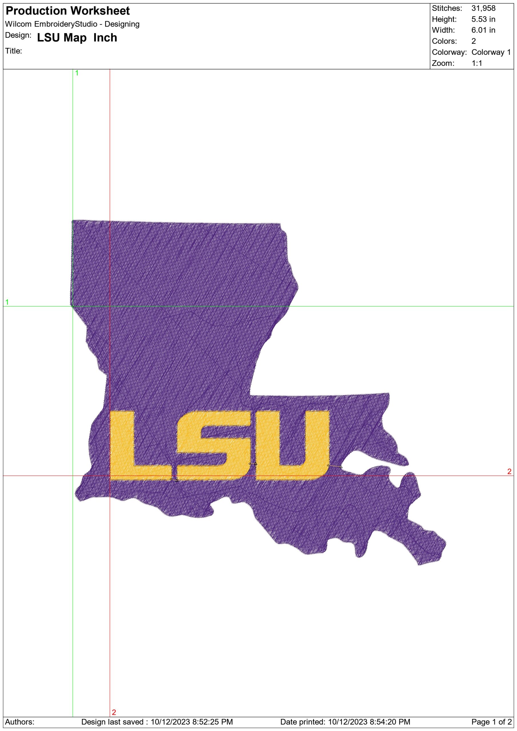 LSU  Map embroidery design  - LSU Map Logo  embroidery machine  pattern embroidery file - instant download in a frame — view 2