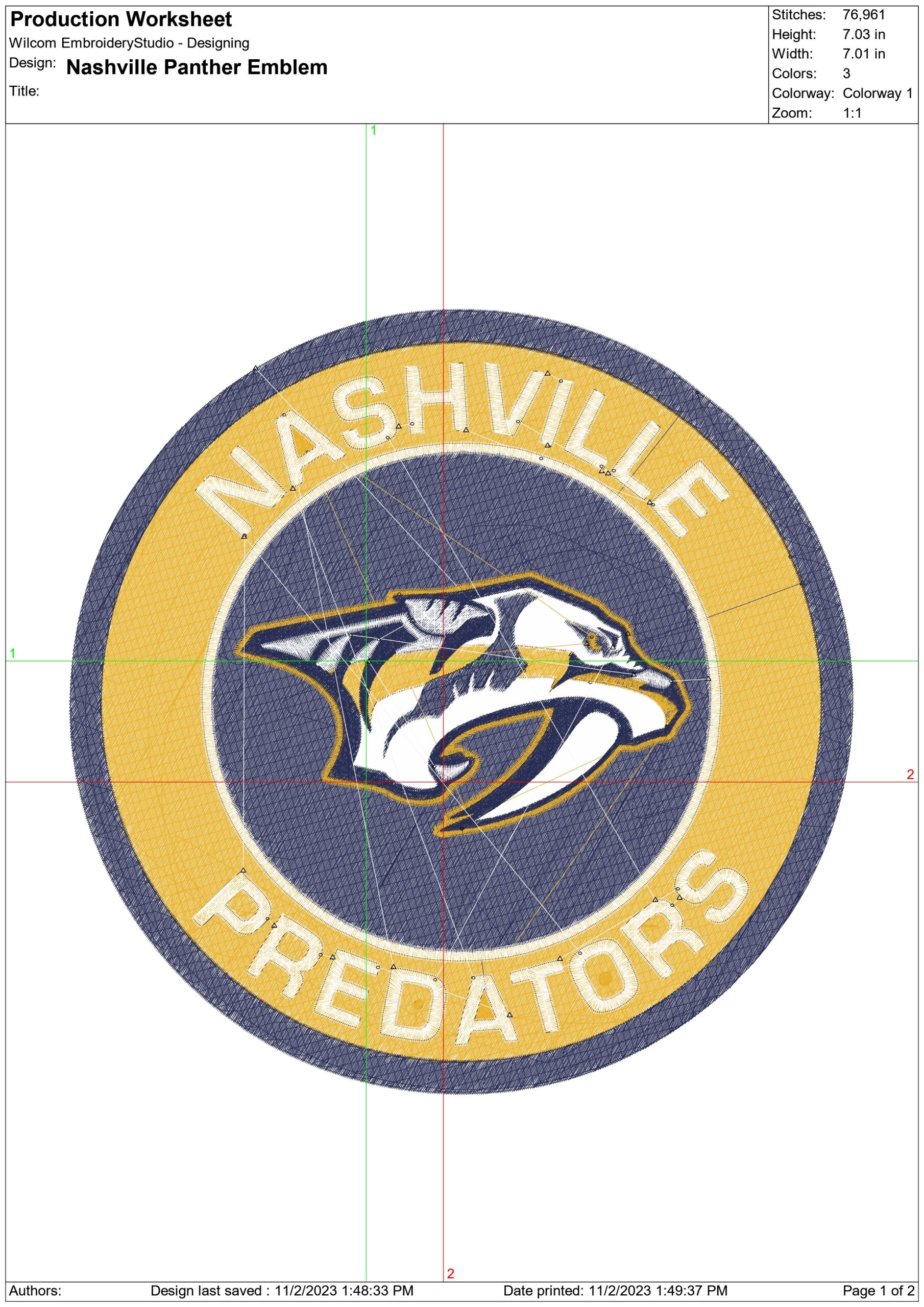 Nashville Predators Logo emblem - Preds at Bridgestone Arena - embroidery machine  pattern embroidery file - instant download in a frame — view 3