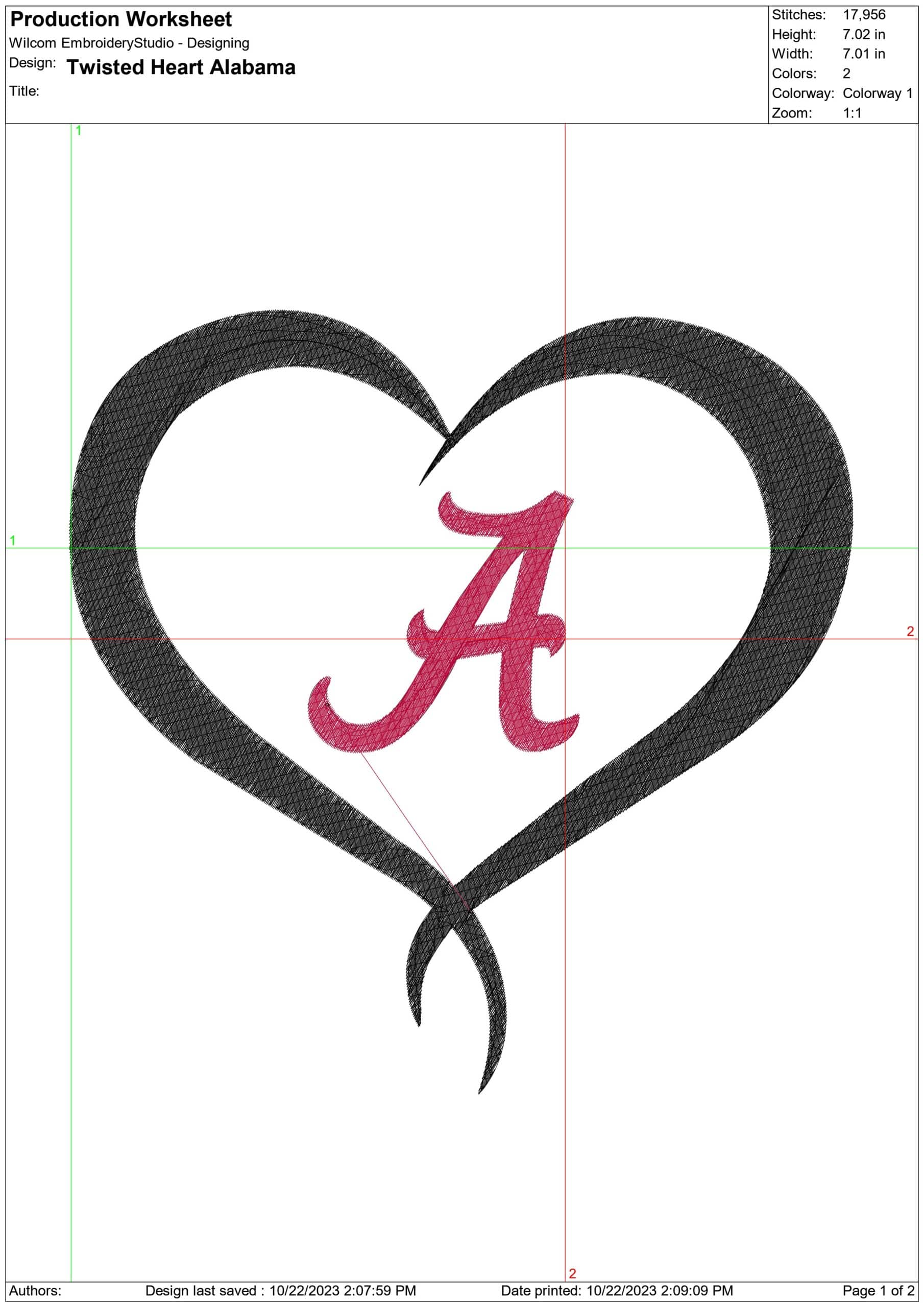 Alabama Twisted Heart embroidery design - Alabama Twisted Heart embroidery machine pattern embroidery file - instant download — view 2
