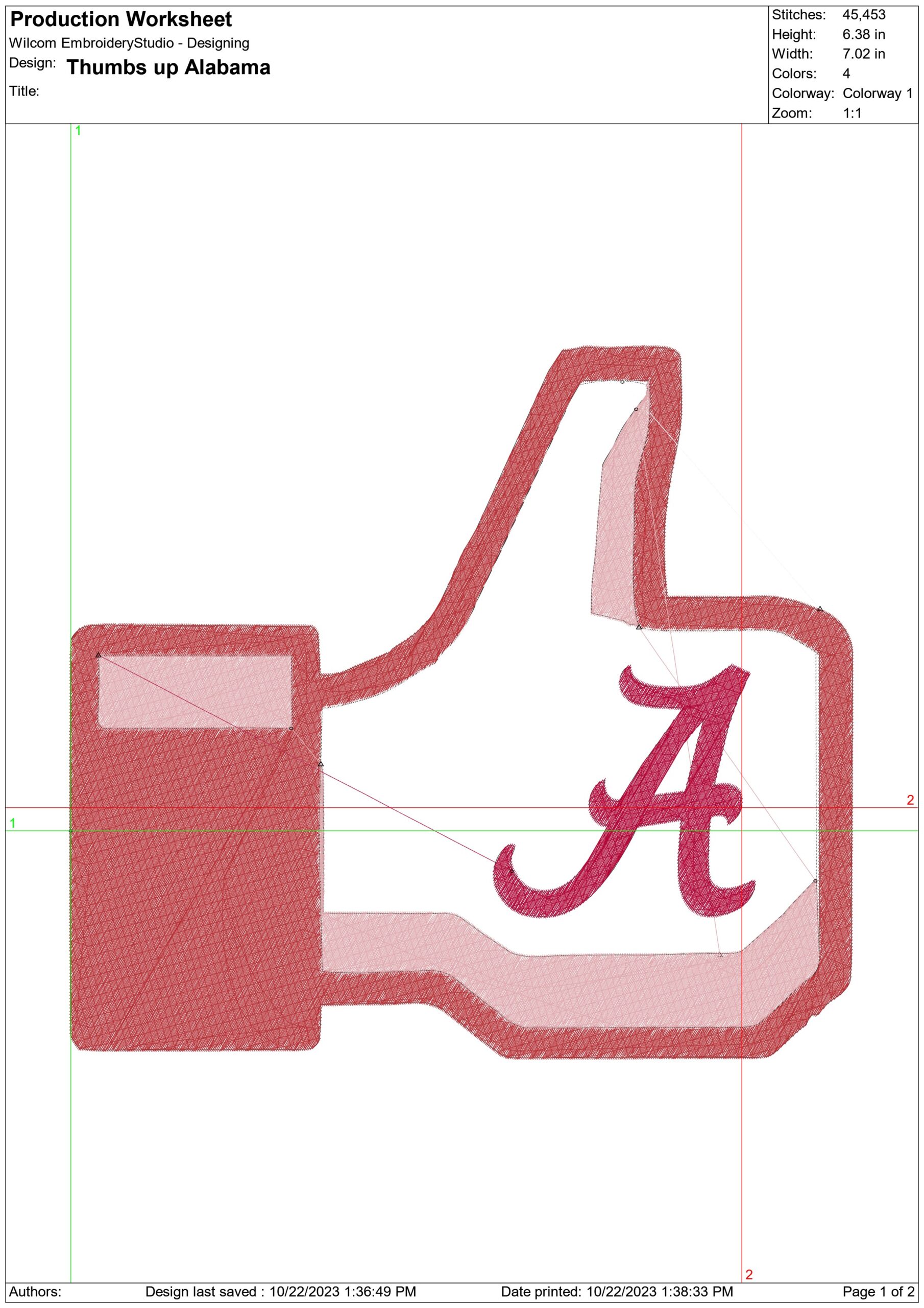 Alabama Thumbs embroidery design - Alabama Thumbs embroidery machine pattern embroidery file - instant download — view 2