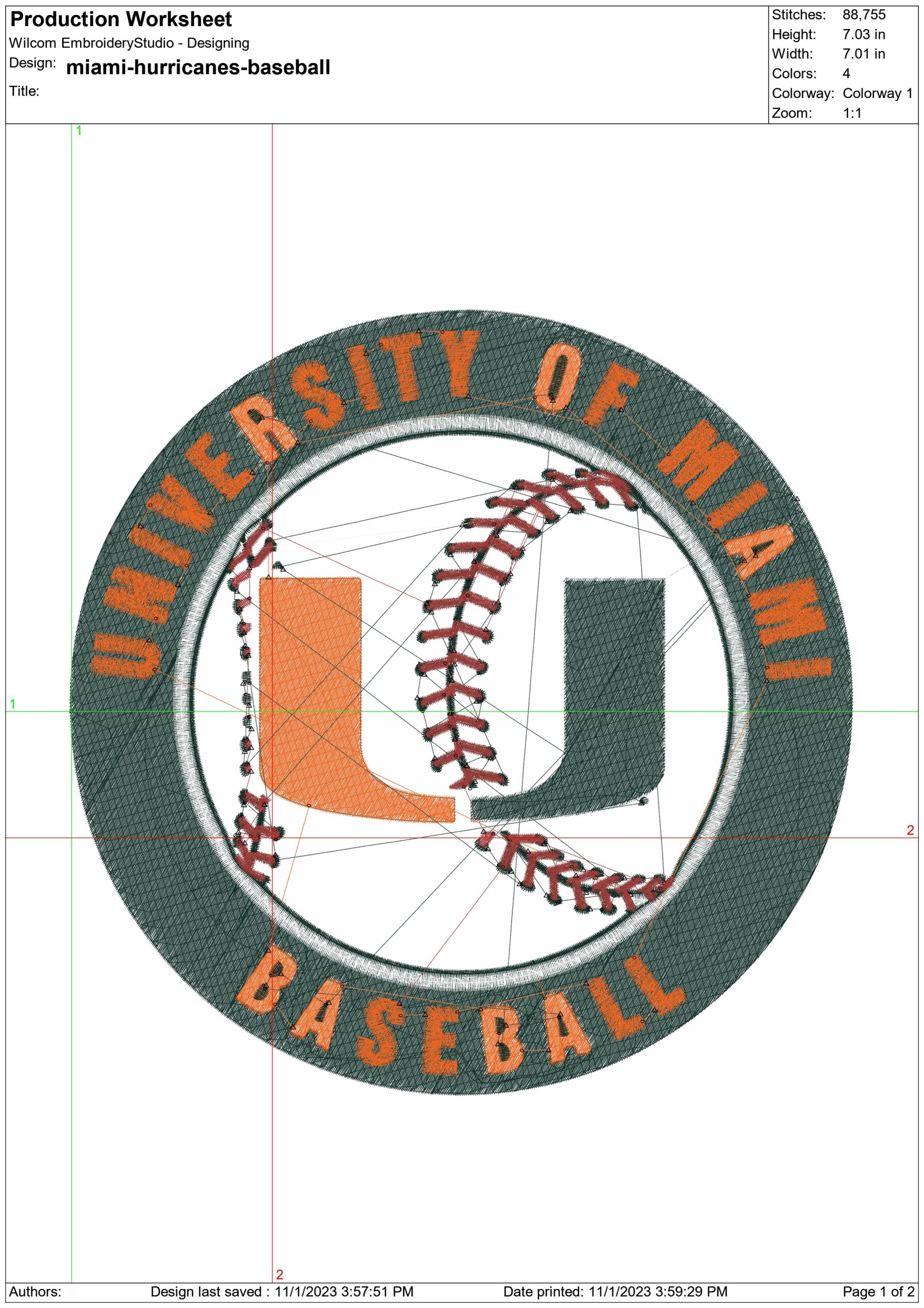 Miami Hurricane 3 embroidery design - Miami Hurricane 3 embroidery machine pattern embroidery file - instant download — view 2
