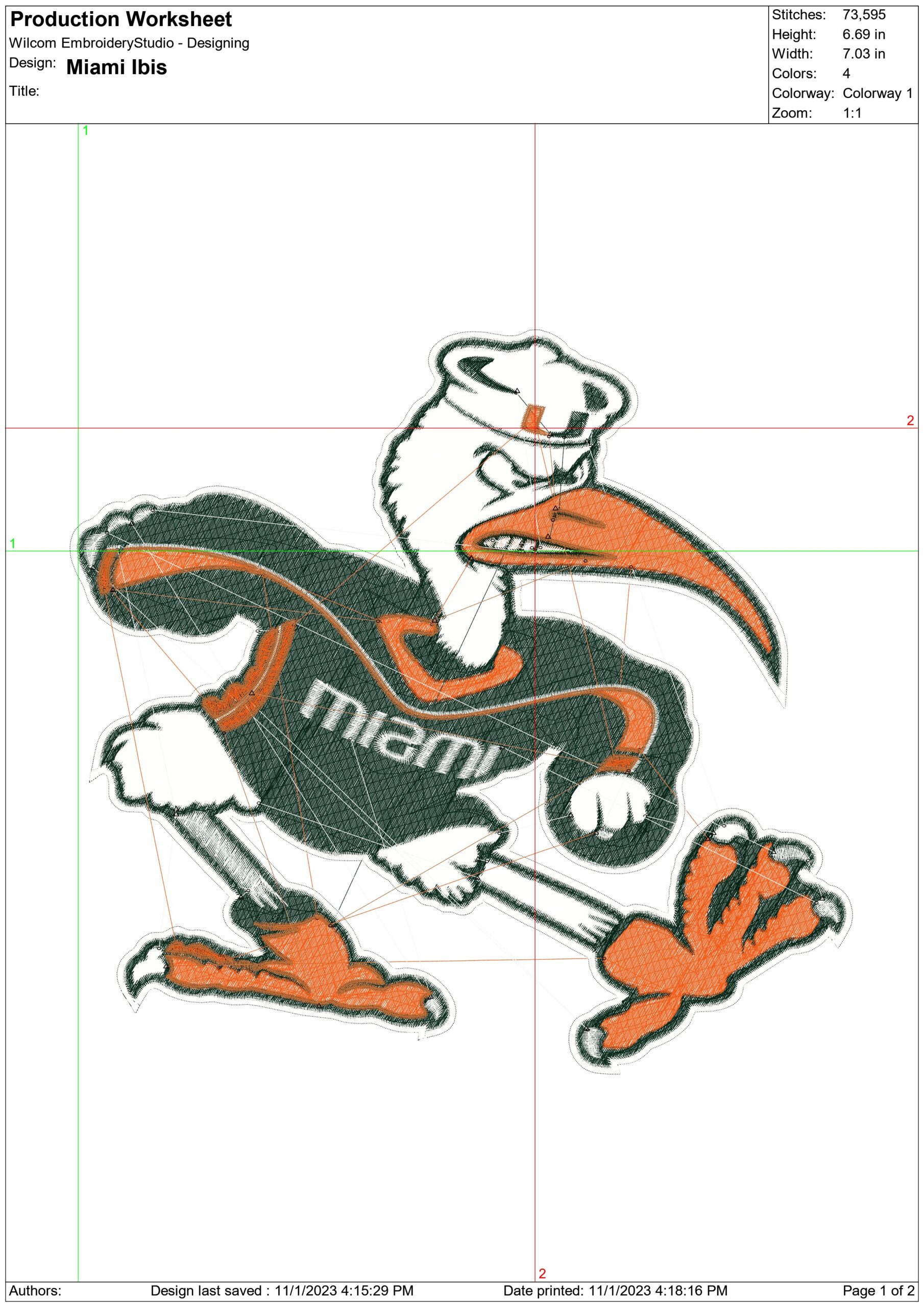 Miami Hurricane 4 embroidery design - Miami Hurricane 4 embroidery machine pattern embroidery file - instant download — view 2
