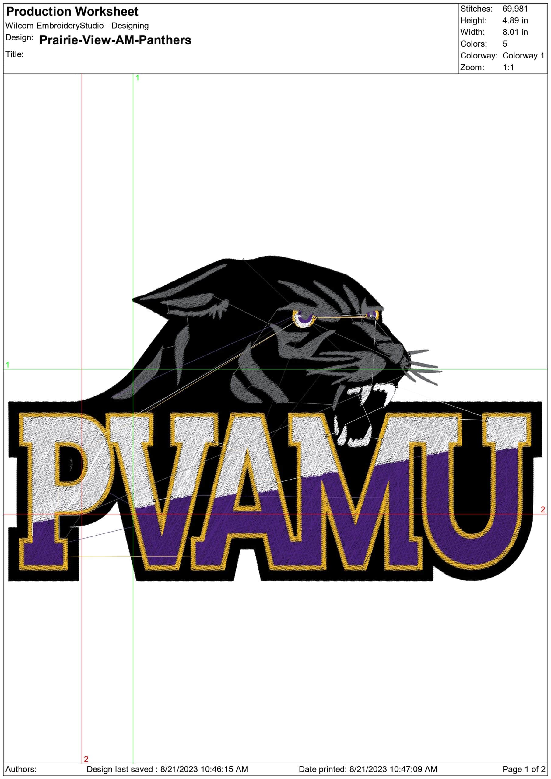 Prairie View AM Panthers embroidery design - Prairie View AM Panthers embroidery machine pattern embroidery file - instant download — view 2