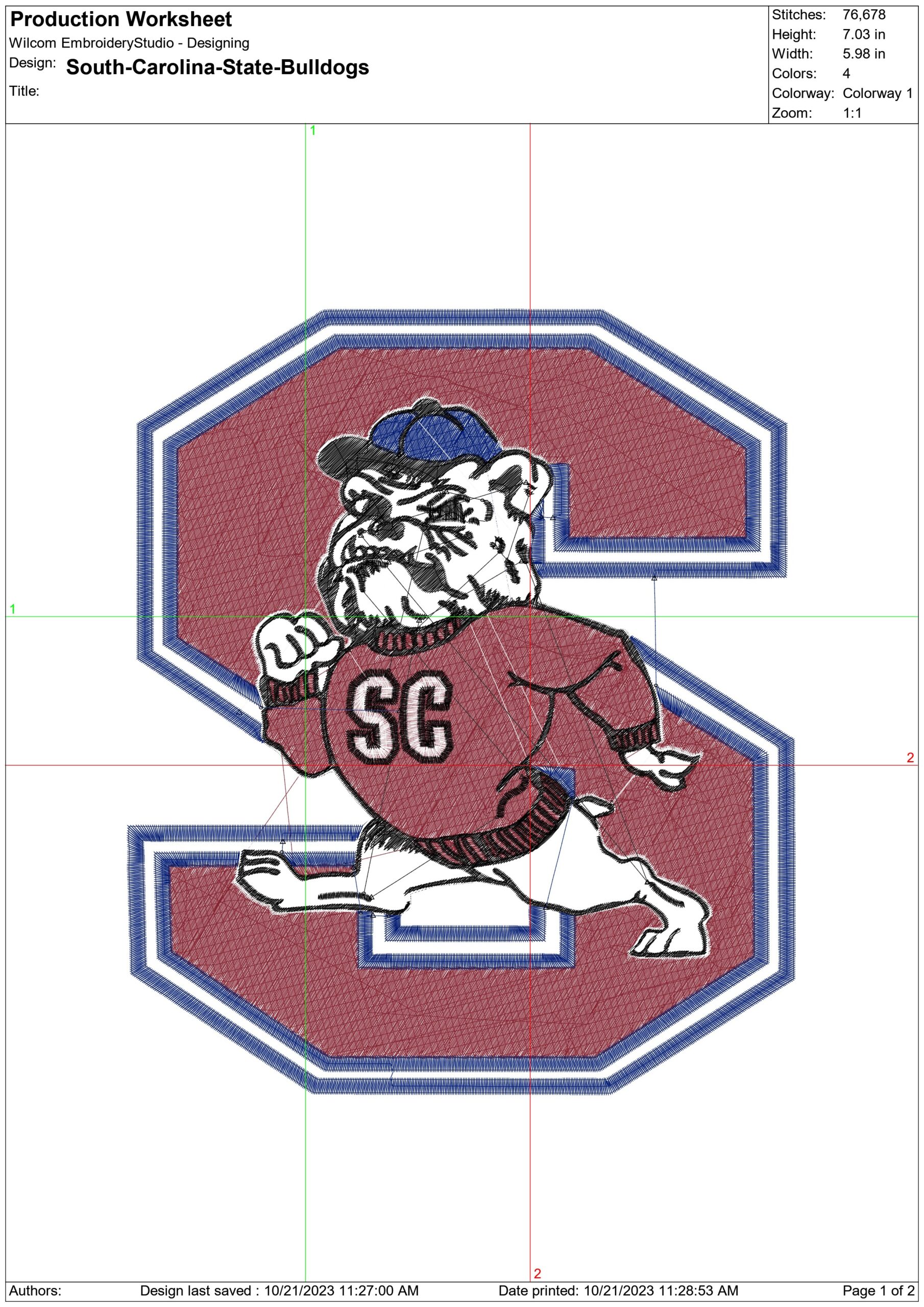 South Carolina State Bulldogs embroidery design - South Carolina State Bulldogs embroidery machine pattern embroidery file - instant download — view 2