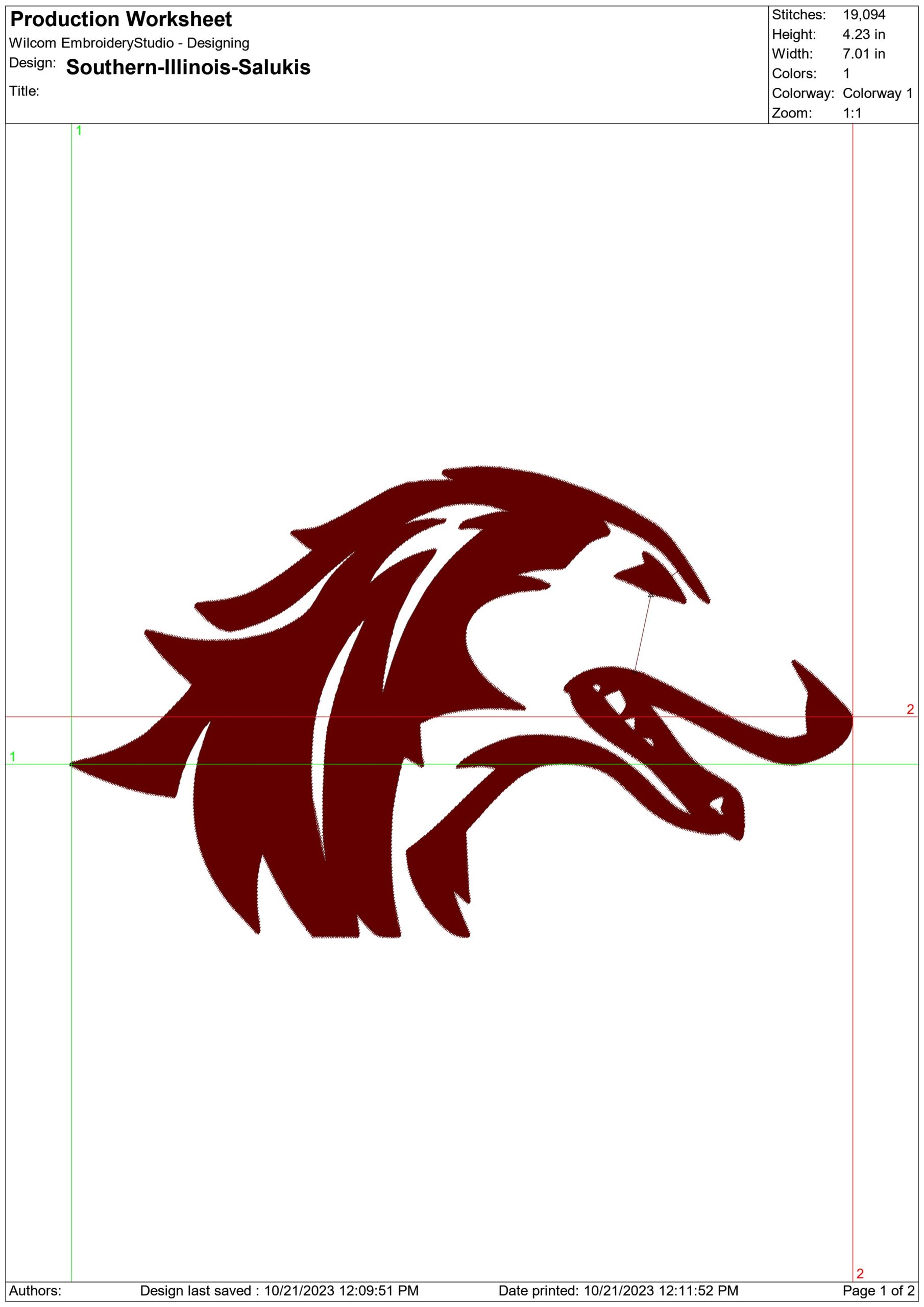 Southern Illinois Salukis embroidery design - Southern Illinois Salukis embroidery machine pattern embroidery file - instant download — view 2