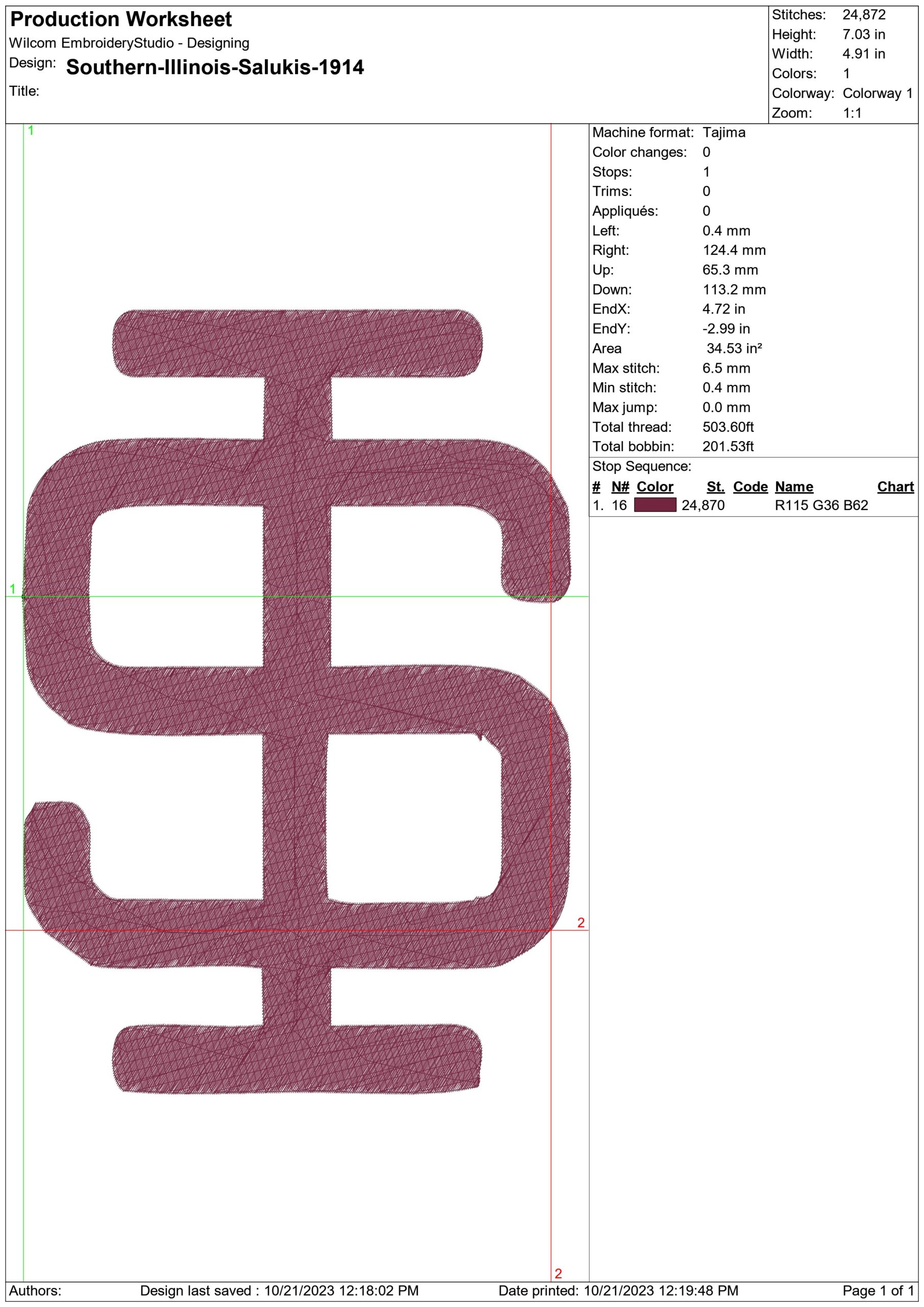 Southern Illinois Salukis Logo embroidery design - Southern Illinois Salukis Logo embroidery machine pattern embroidery file - instant download — view 2