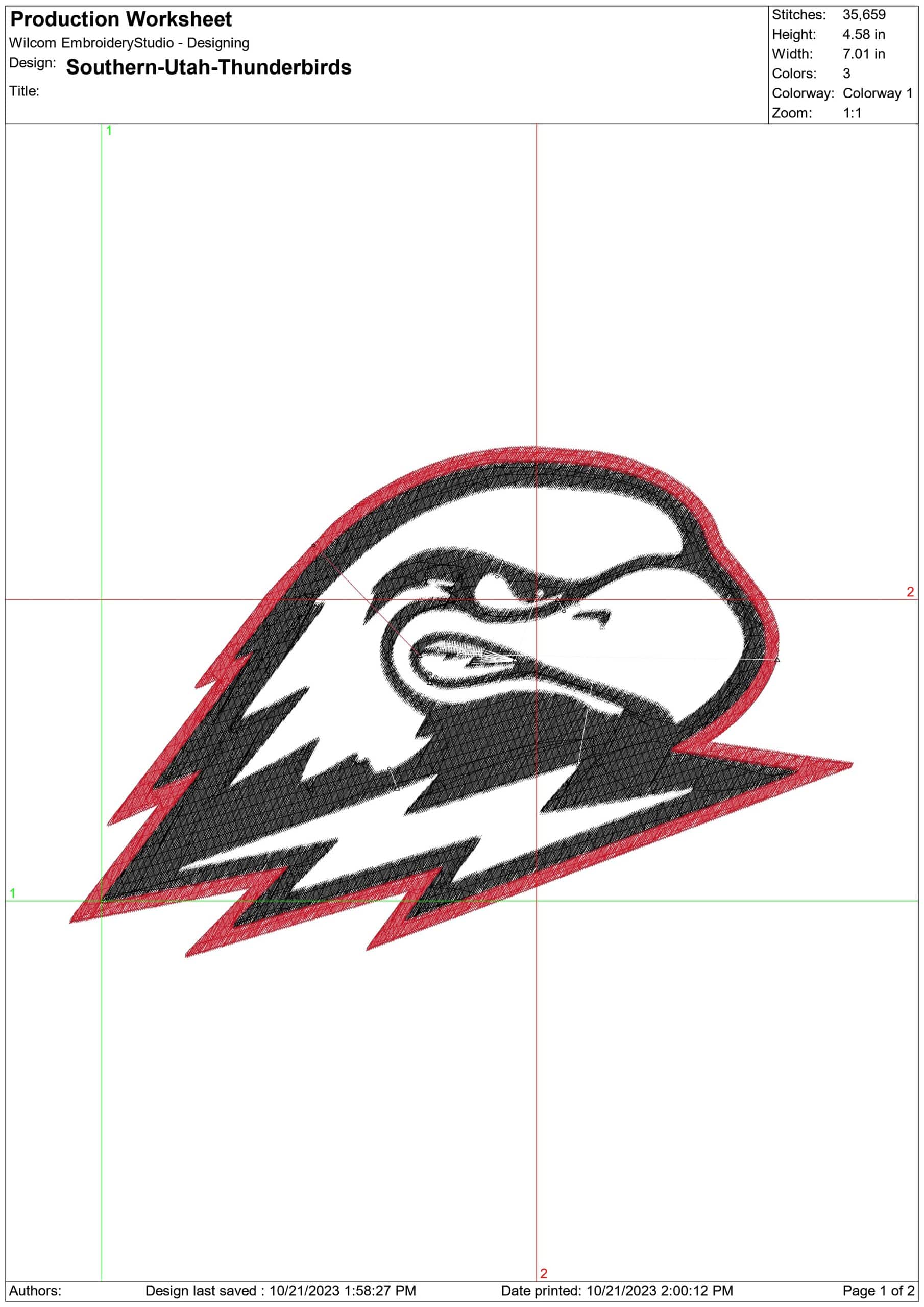 Southern Utah Thunderbirds Logo embroidery design - Southern Utah Thunderbirds Logo embroidery machine pattern embroidery file - instant download — view 2