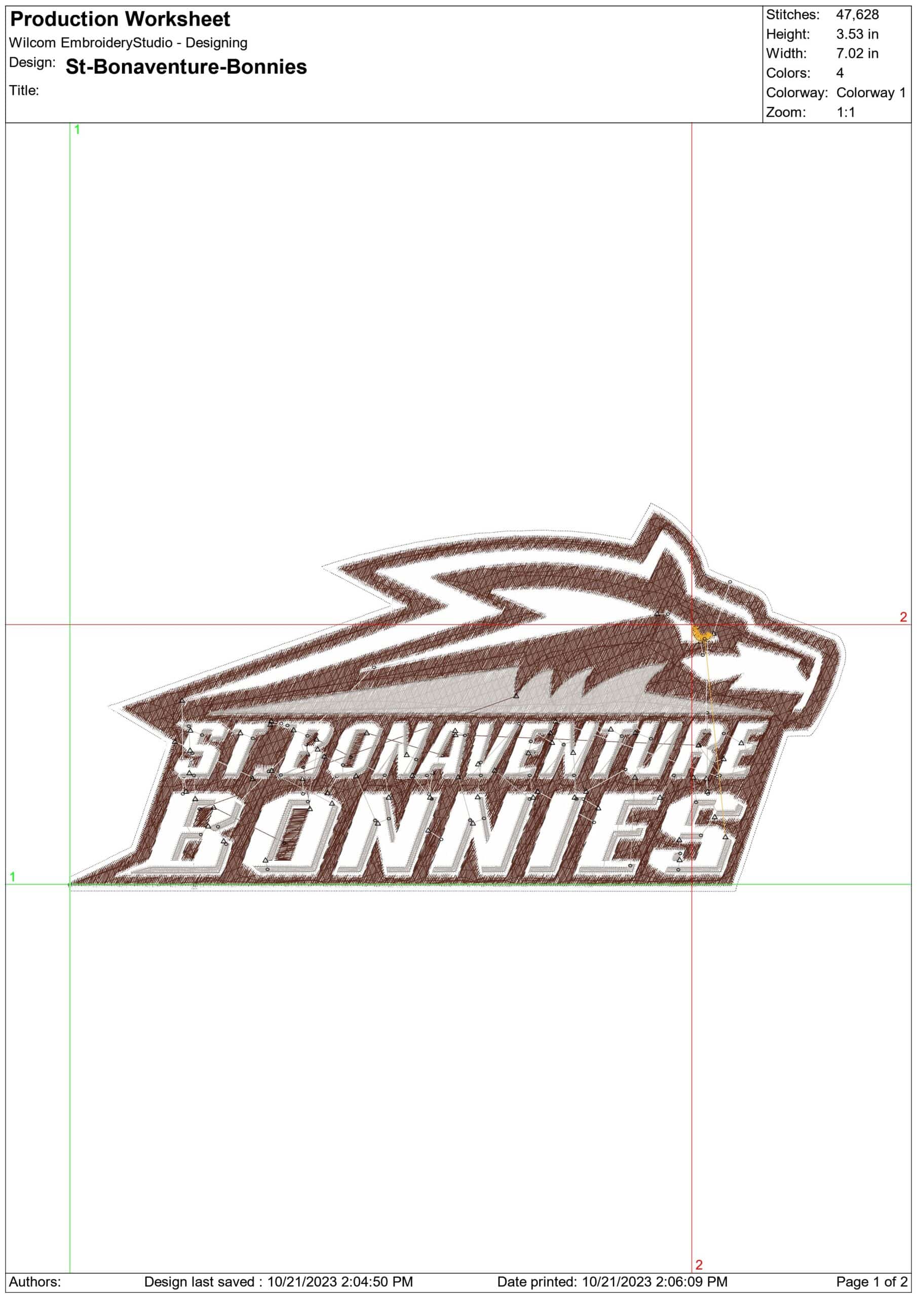 St-Bonaventure Bonnies Logo embroidery design - St-Bonaventure Bonnies Logo embroidery machine pattern embroidery file - instant download — view 2
