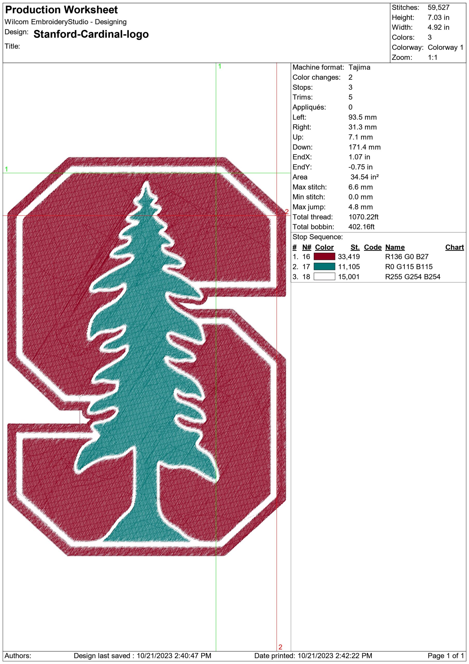 Stanford Cardinal Logo 2 embroidery design -Stanford Cardinal Logo 2 embroidery machine pattern embroidery file - instant download — view 2